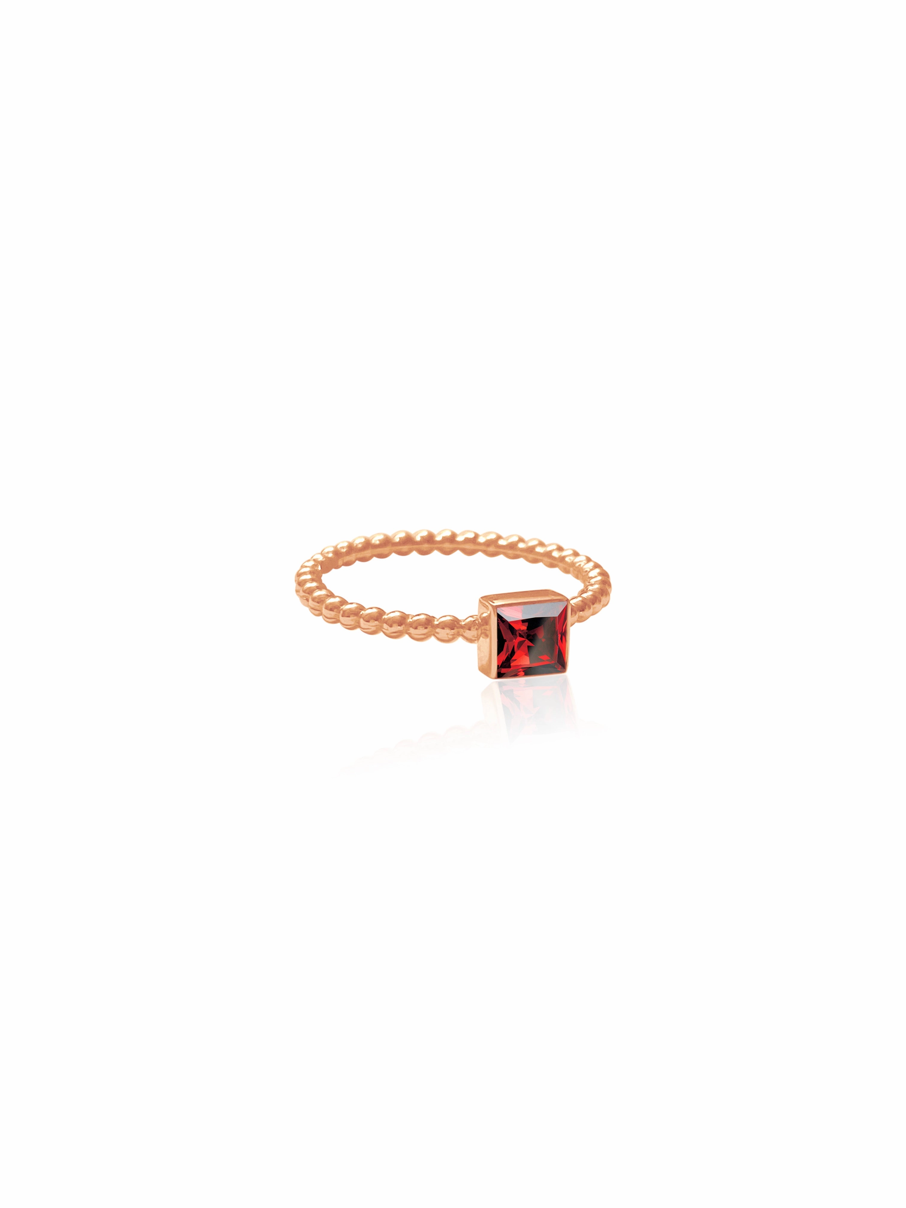 14k Gold Garnet/Peridot Square Bezel Ring