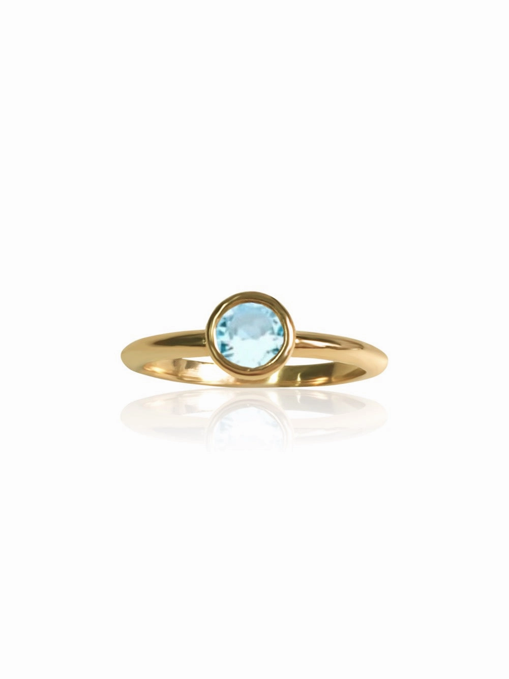 14k Gold Gem/Diamond Bezel Engagement Ring