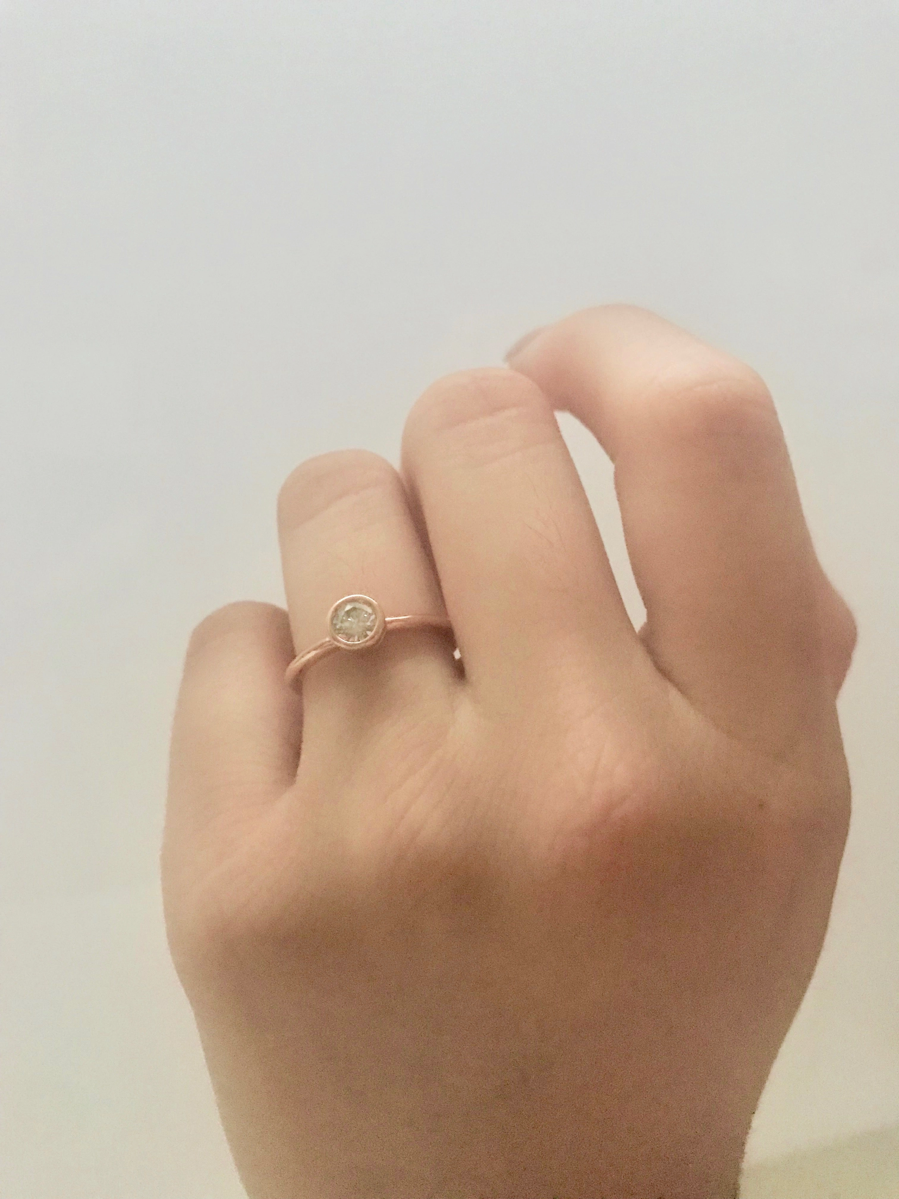 14k Gold Gem/Diamond Bezel Engagement Ring