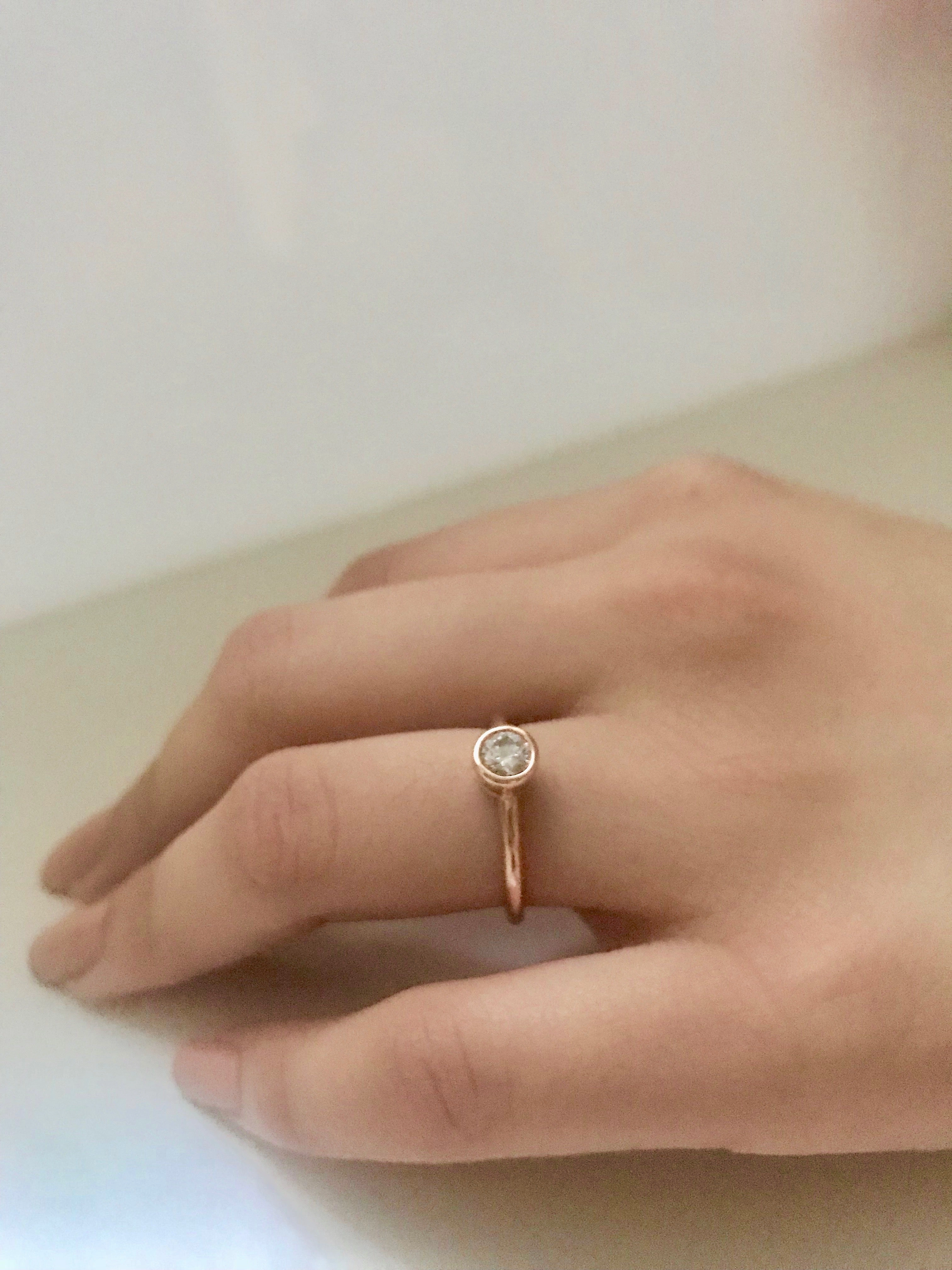 14k Gold Gem/Diamond Bezel Engagement Ring