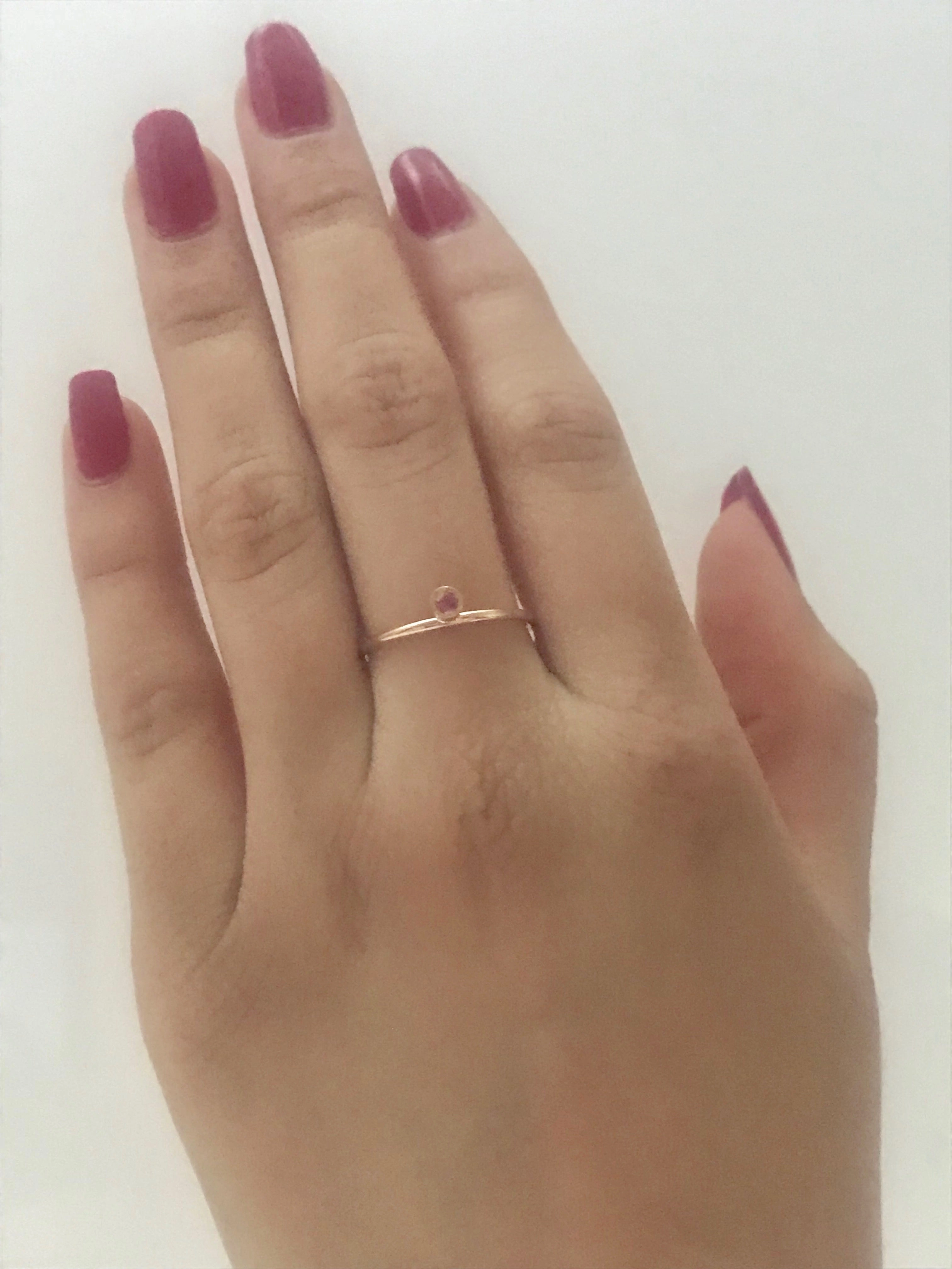 14k Gold Gemstone Bezel Ring