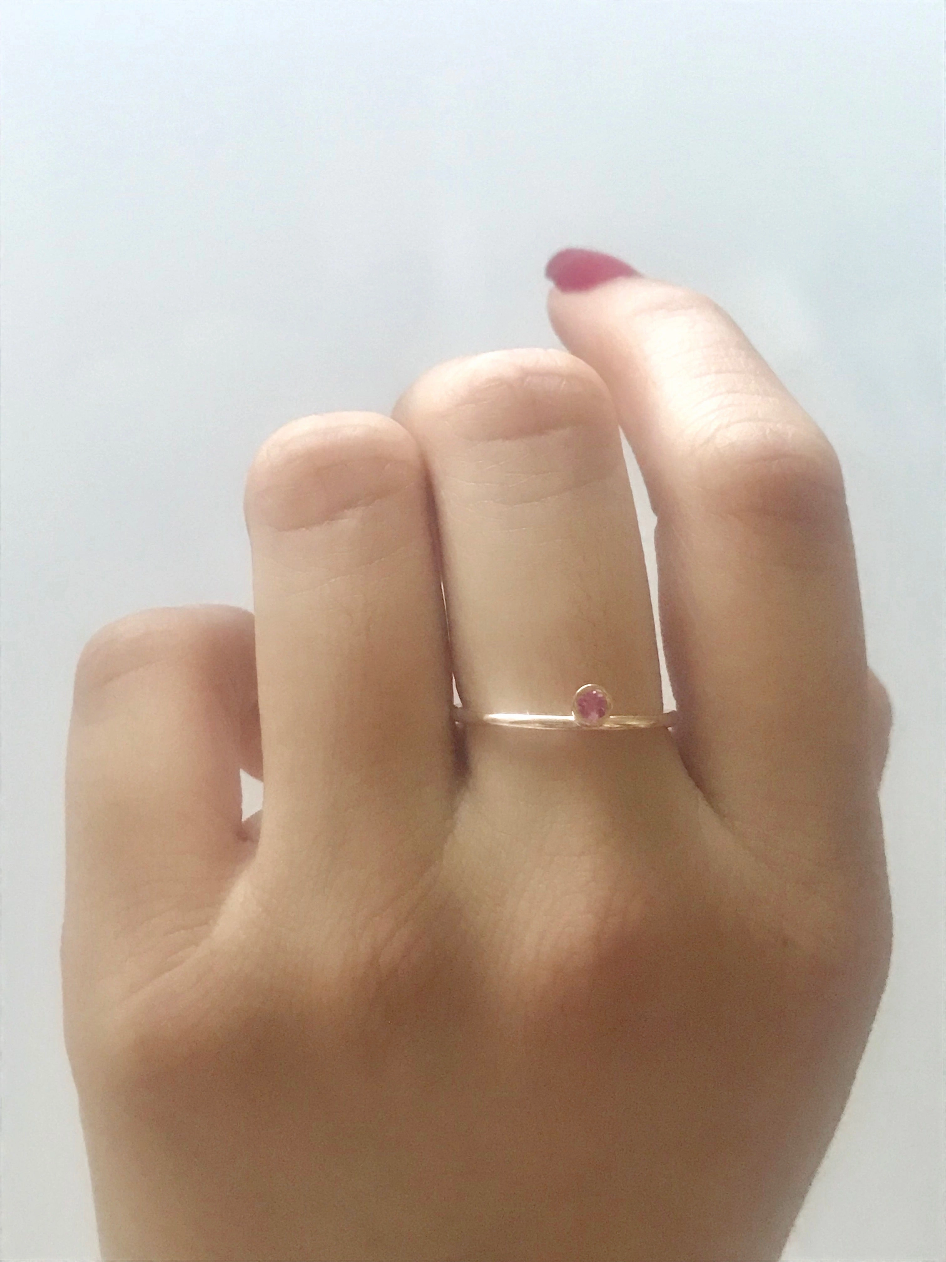 14k Gold Gemstone Bezel Ring