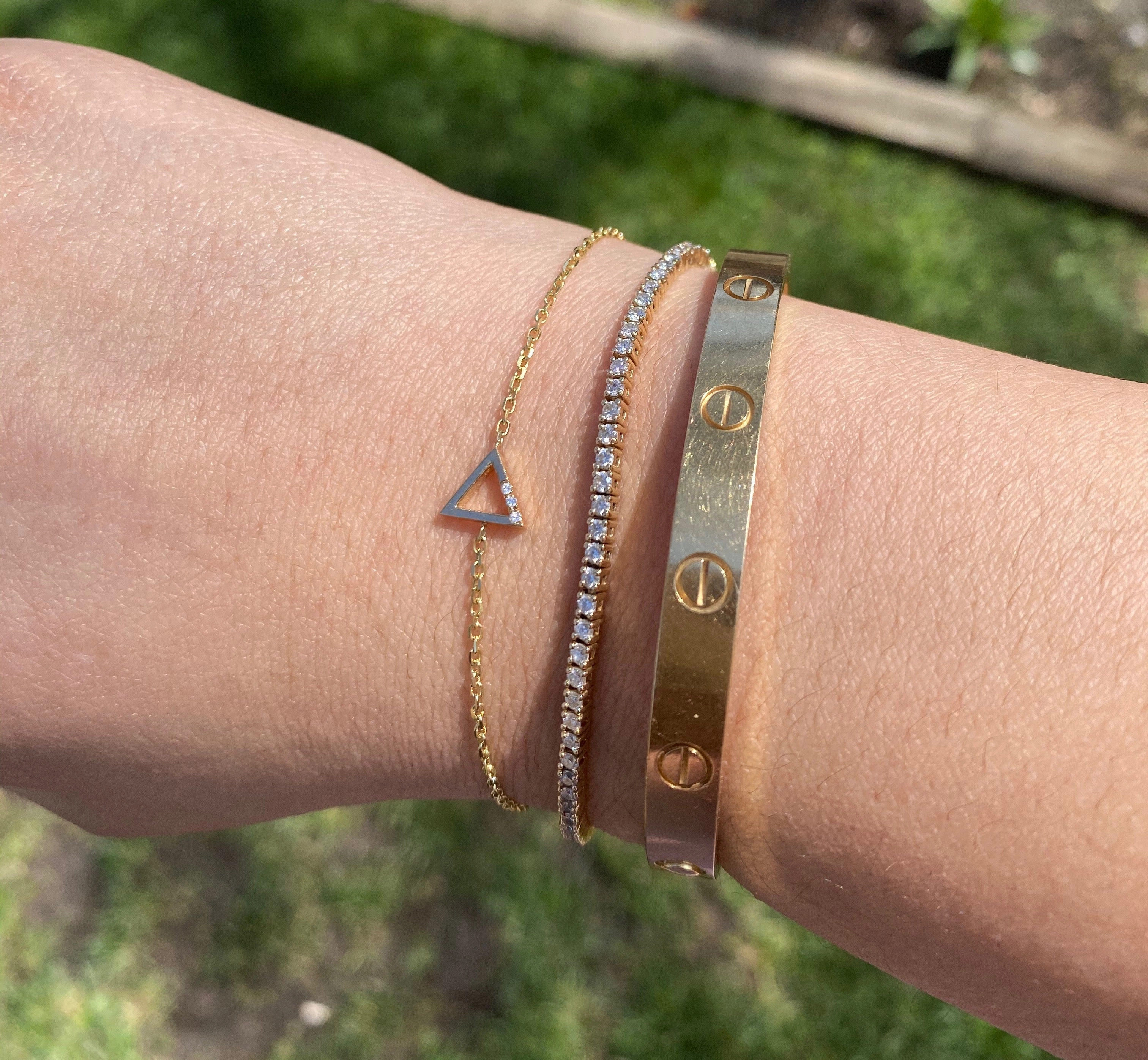 14K Gold Geometric Diamond Bracelets
