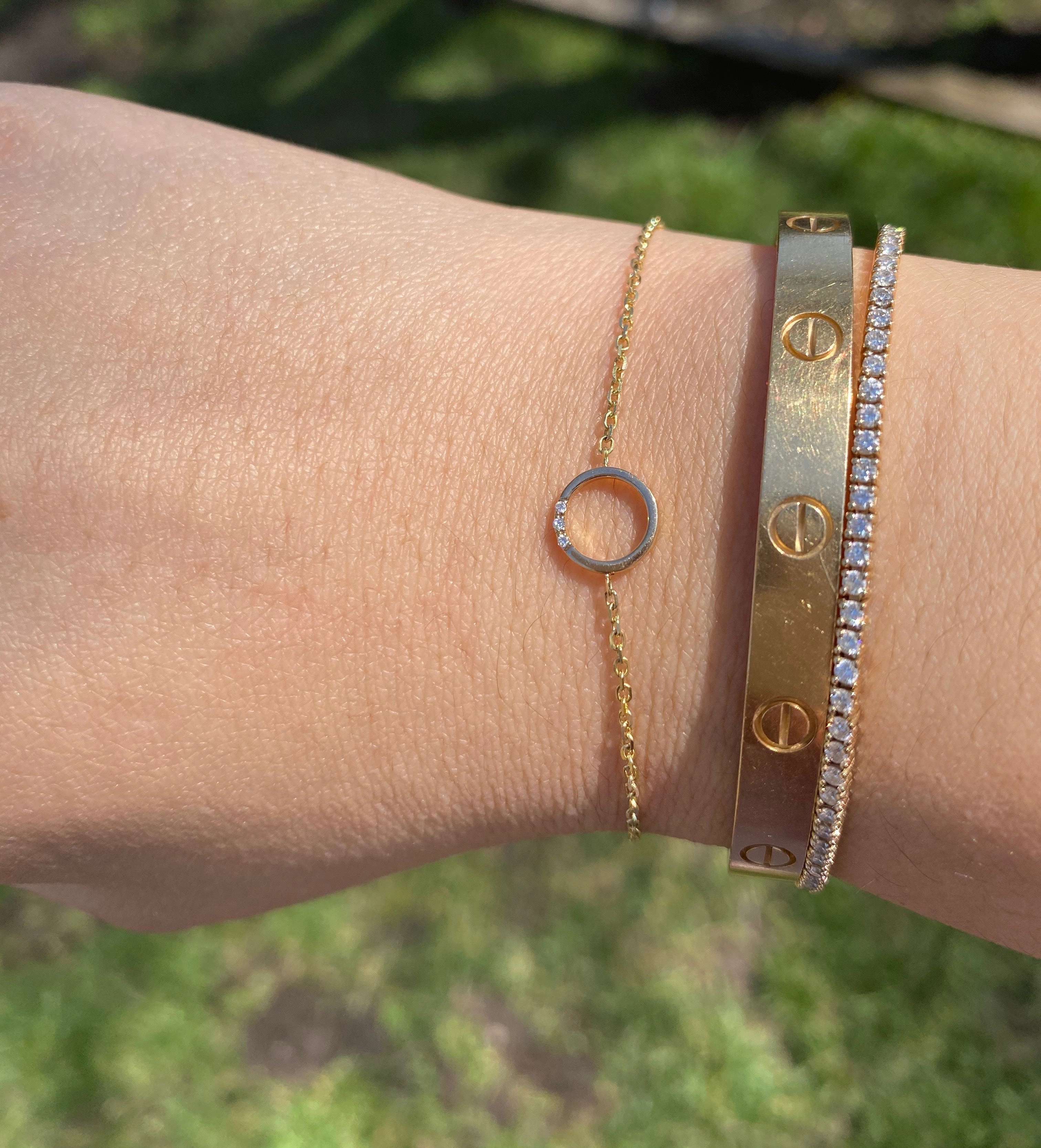 14K Gold Geometric Diamond Bracelets