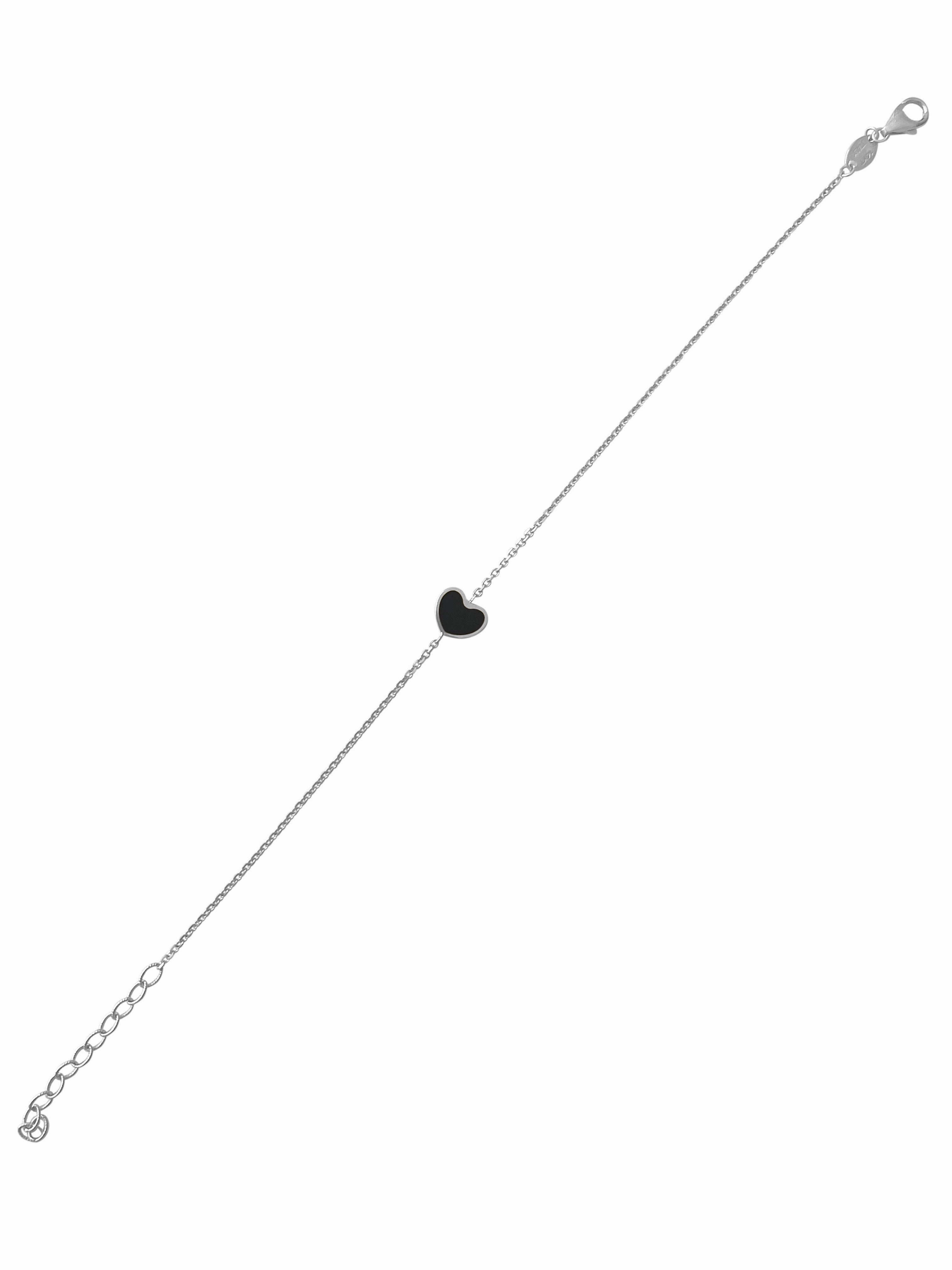 14K Gold Heart Onyx/ Mother of Pearl Bracelet