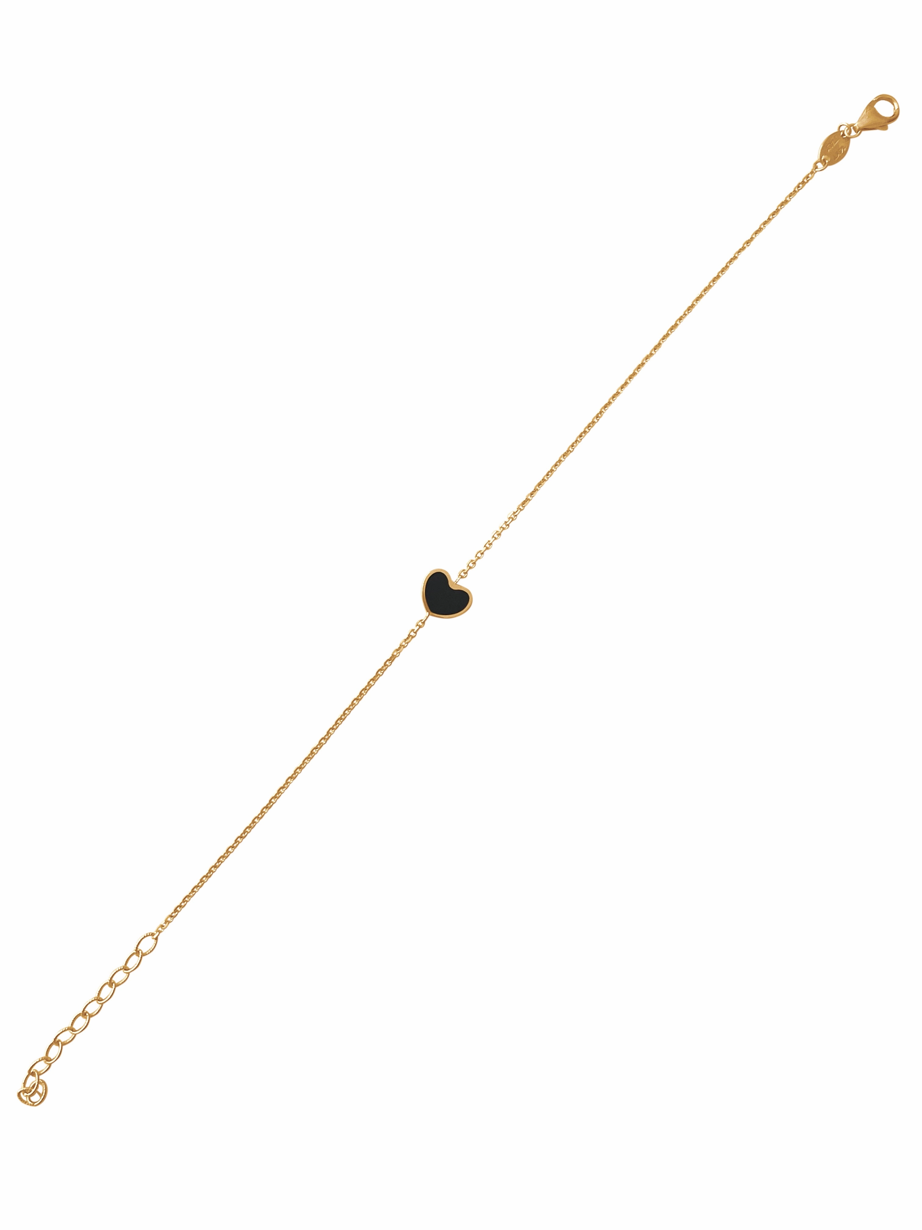 14K Gold Heart Onyx/ Mother of Pearl Bracelet