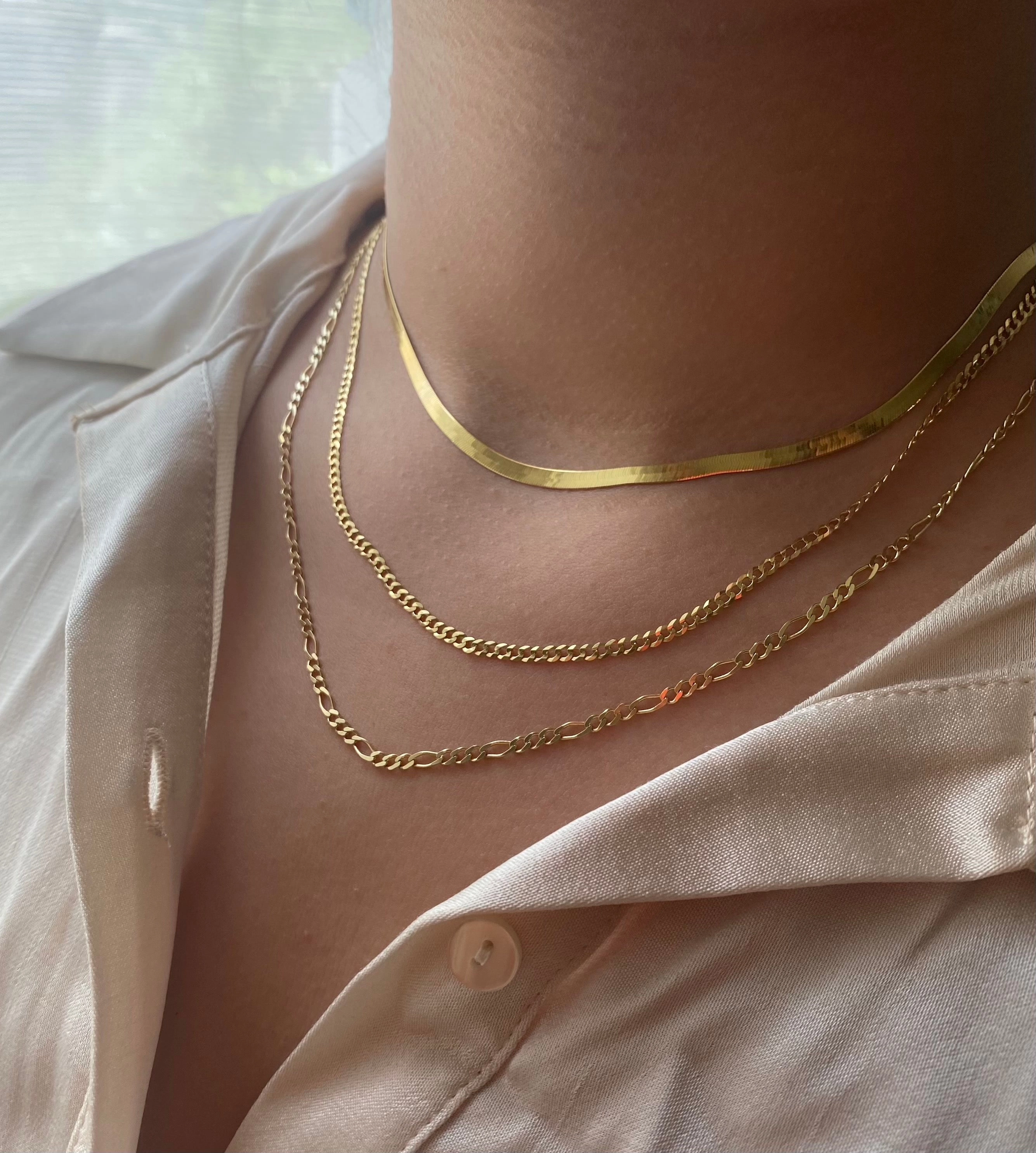 14K Gold Herringbone Necklace