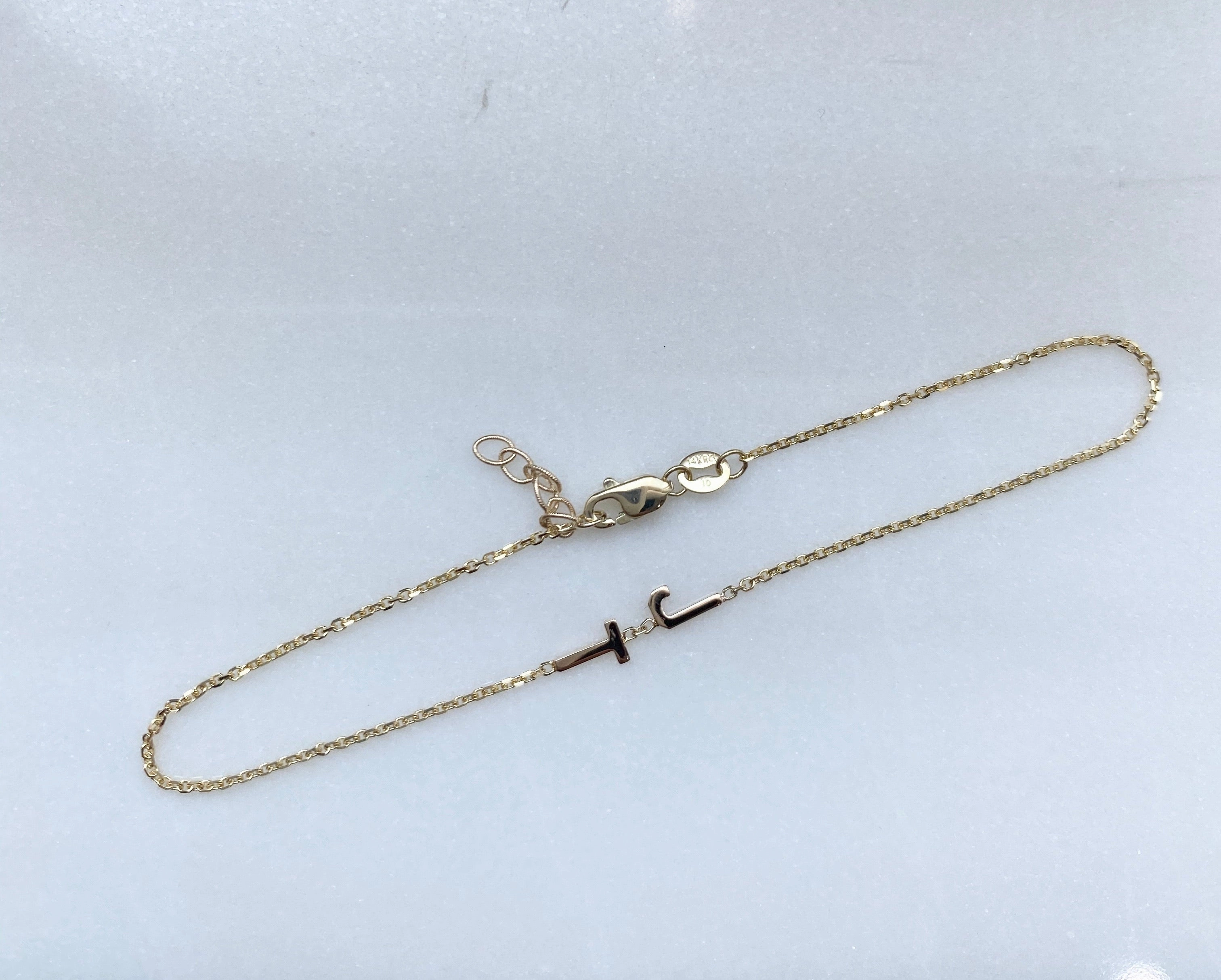 14K Gold Initial Bracelet
