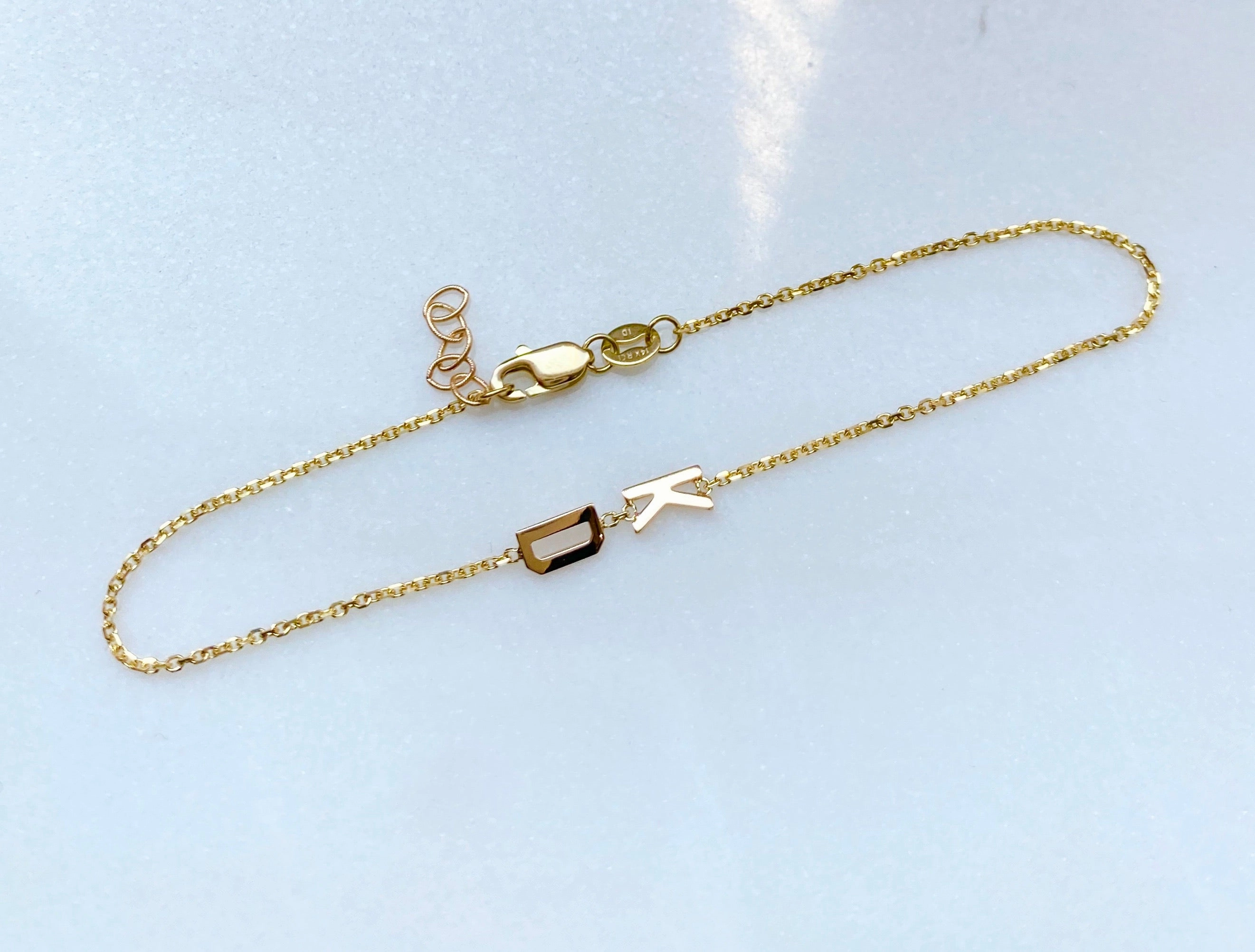 14K Gold Initial Bracelet