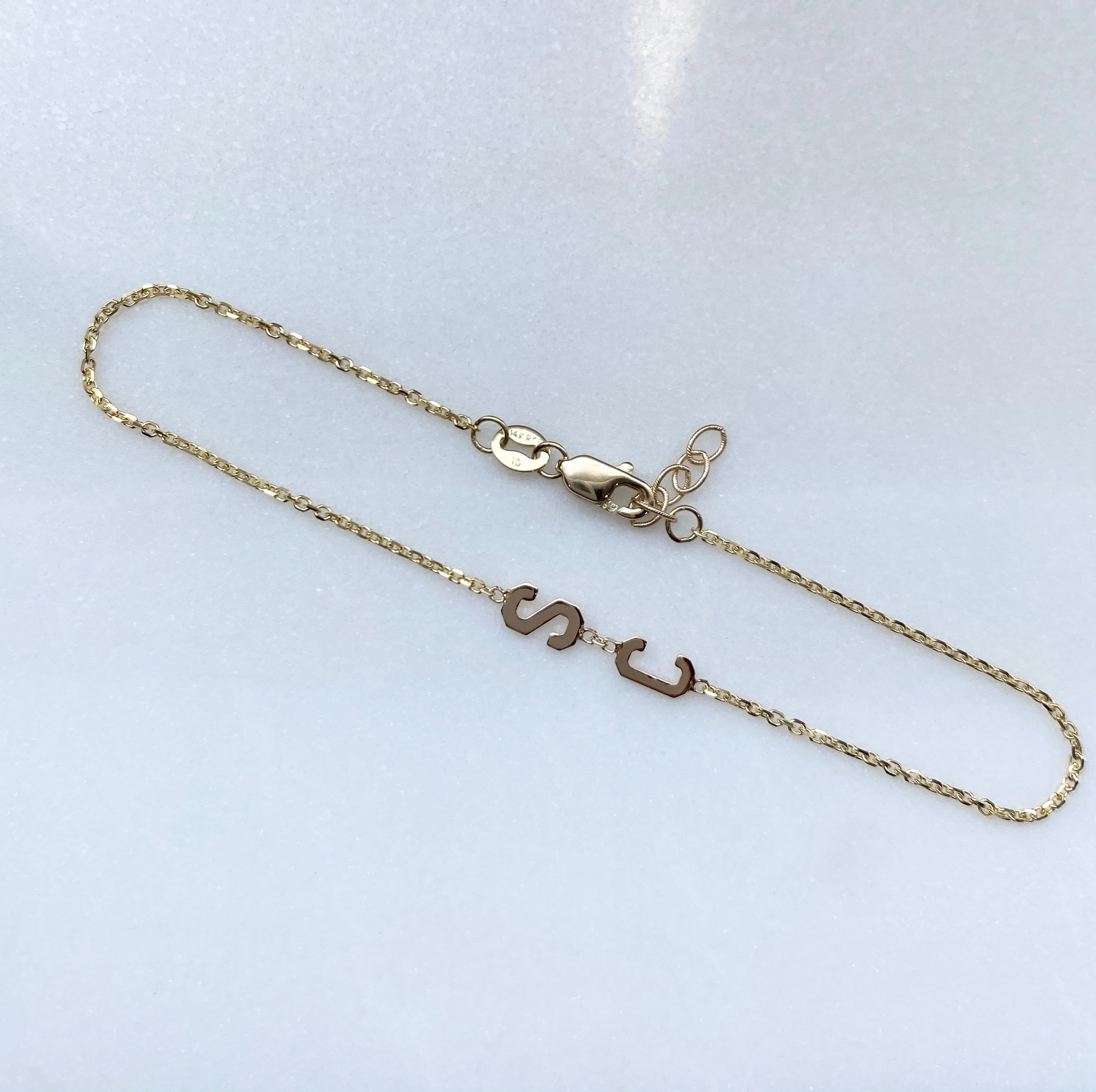 14K Gold Initial Bracelet