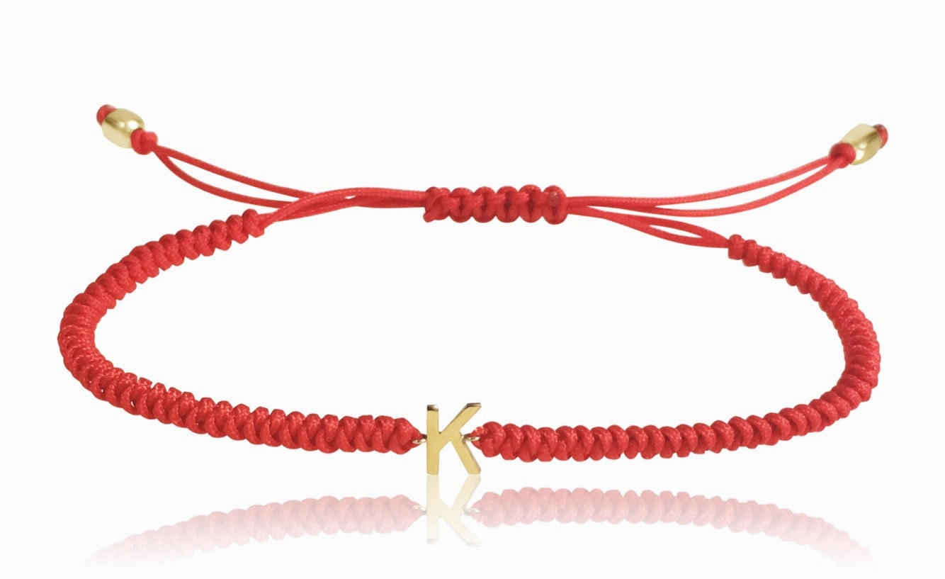 14K Gold Initial Macrame Bracelet