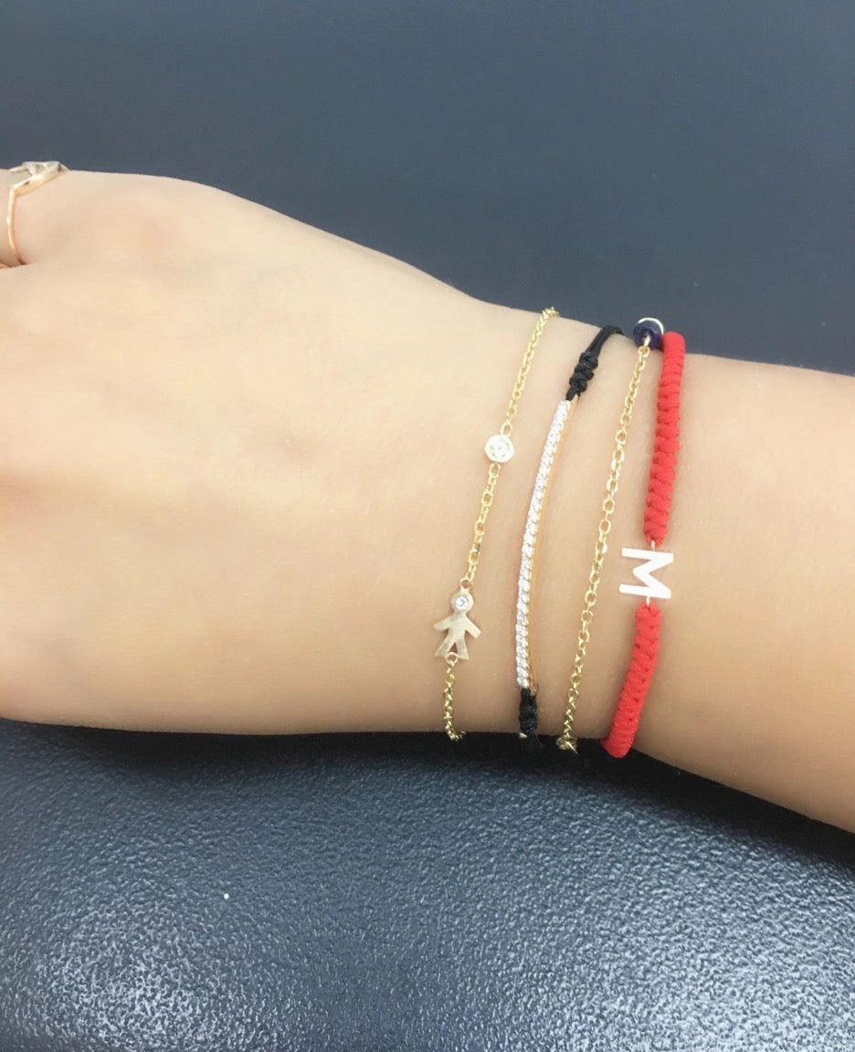 14K Gold Initial Macrame Bracelet