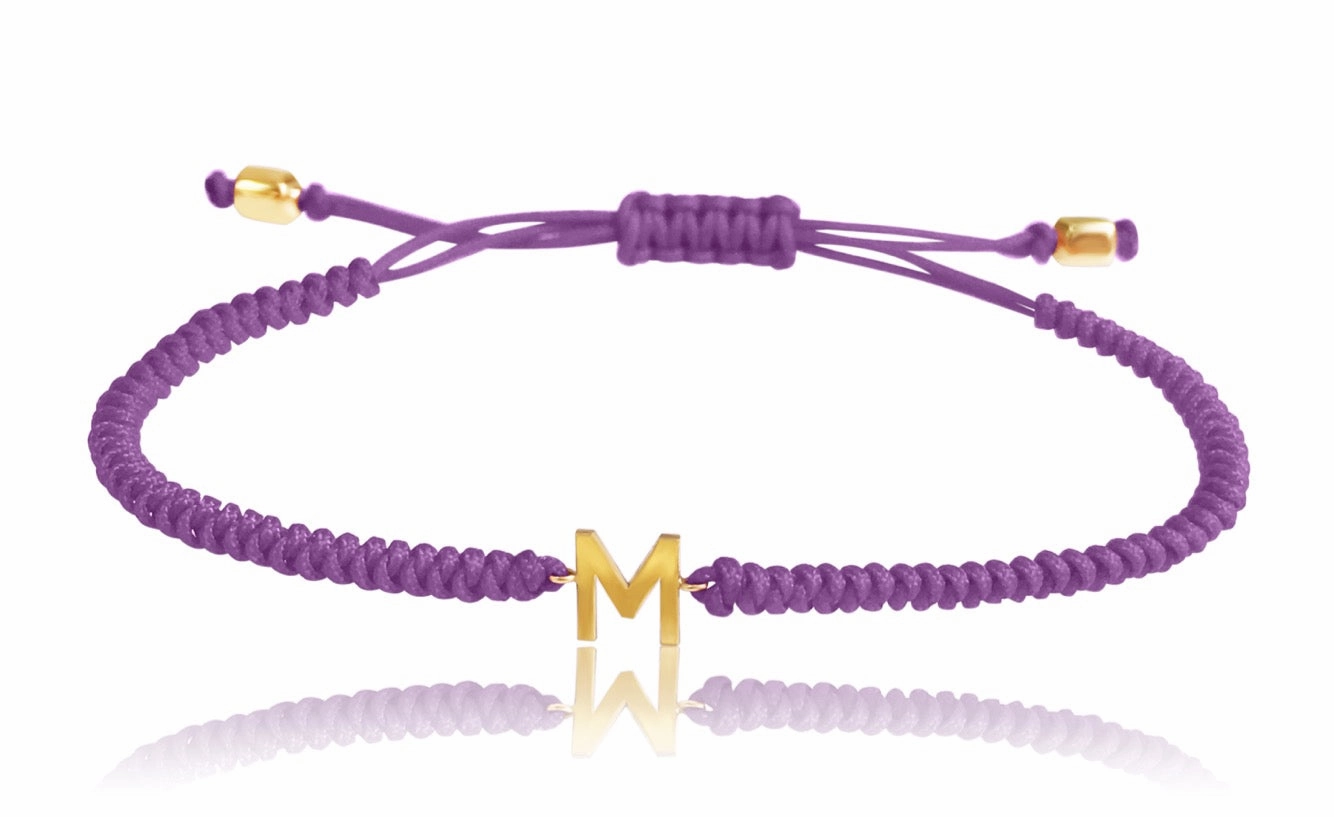 14K Gold Initial Macrame Bracelet
