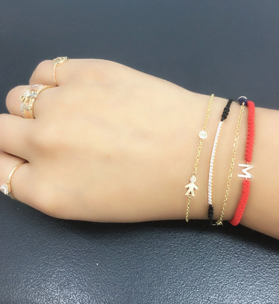 14K Gold Initial Macrame Bracelet