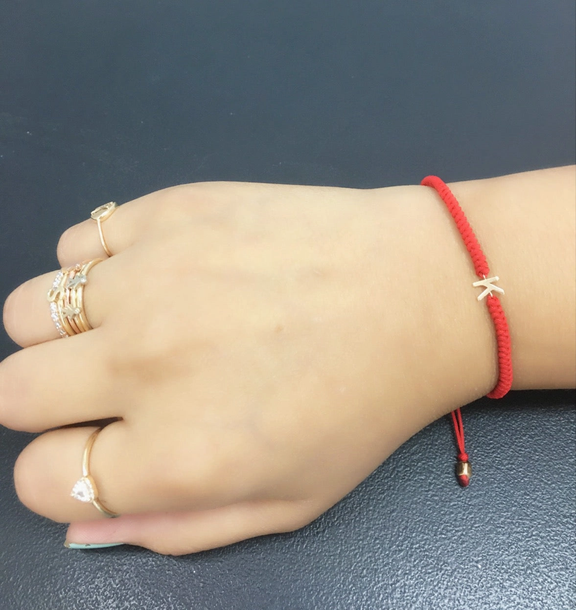 14K Gold Initial Macrame Bracelet
