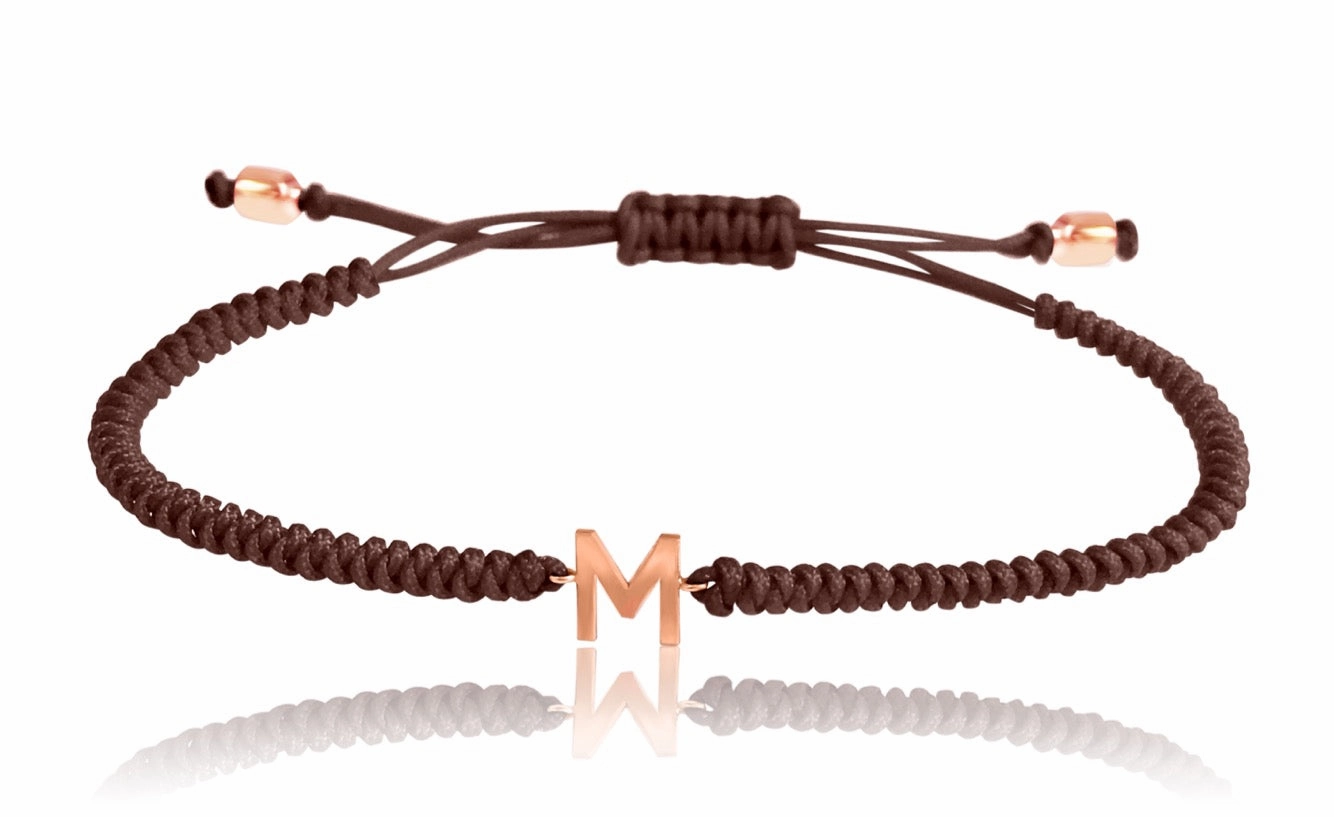 14K Gold Initial Macrame Bracelet