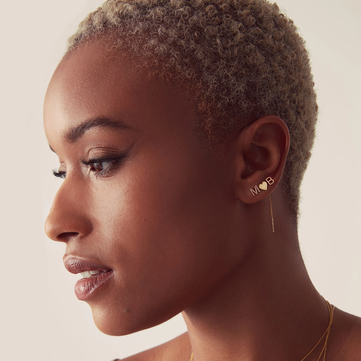 14K Gold Letter Stud