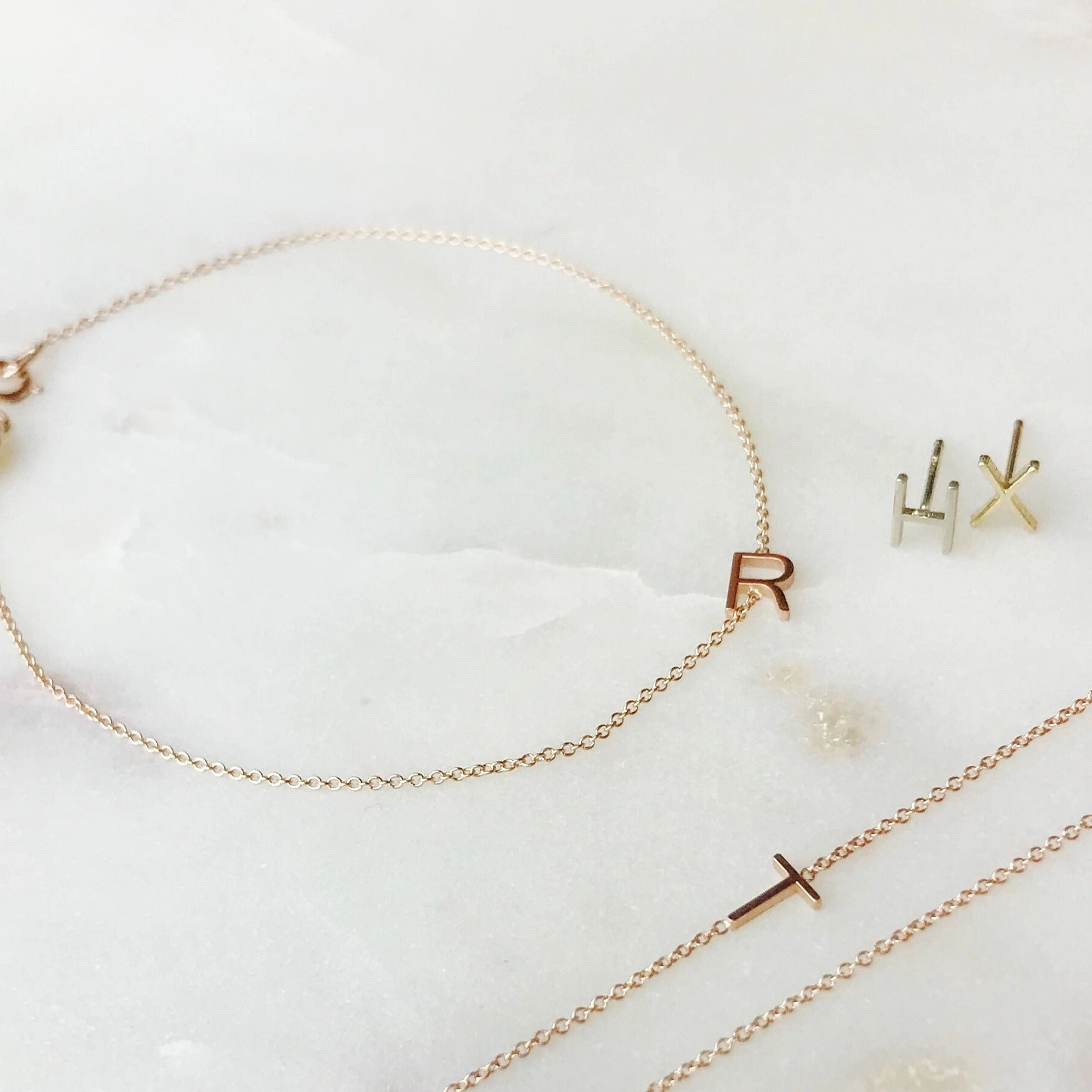 14K Gold Letter Stud