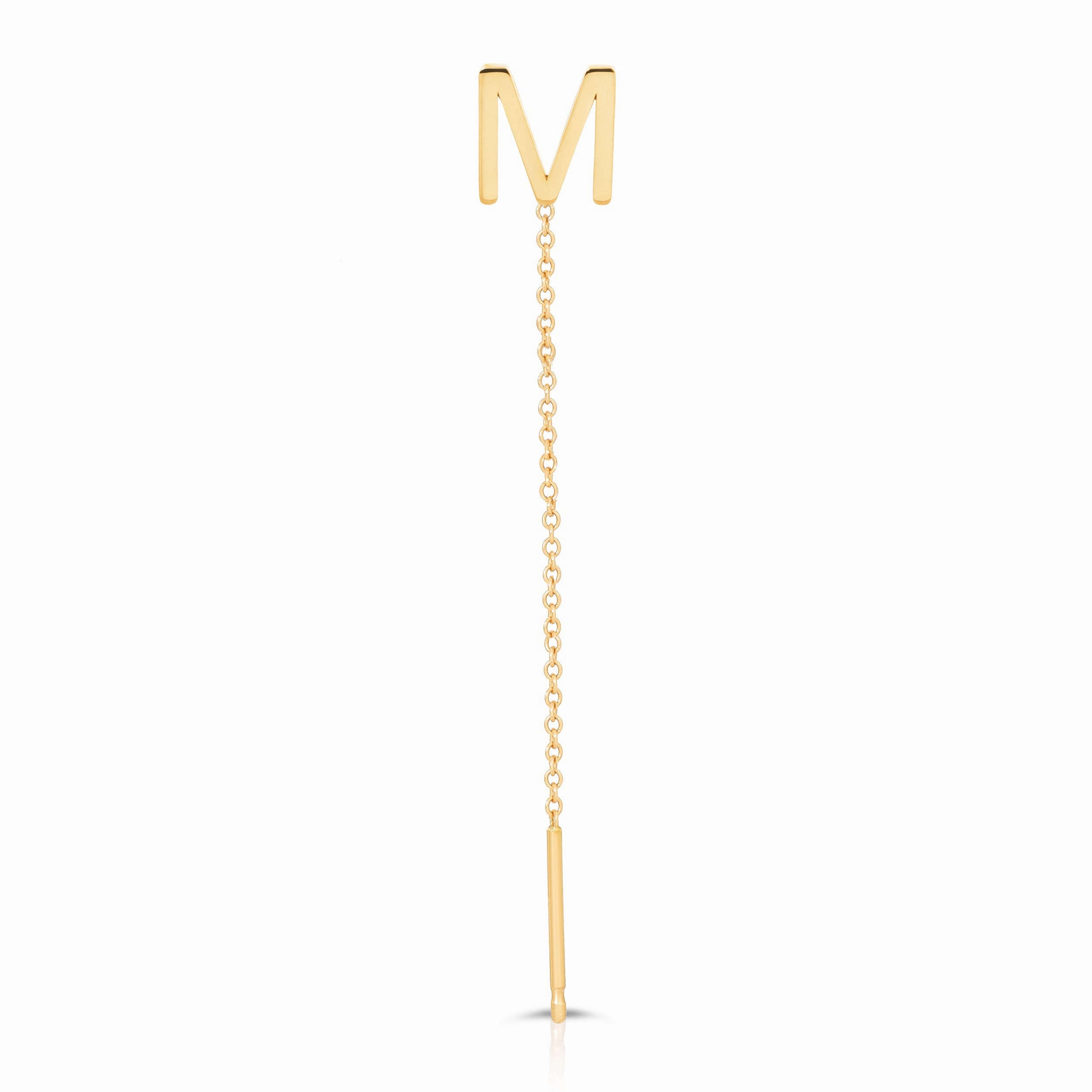 14K Gold Letter Threader Earring