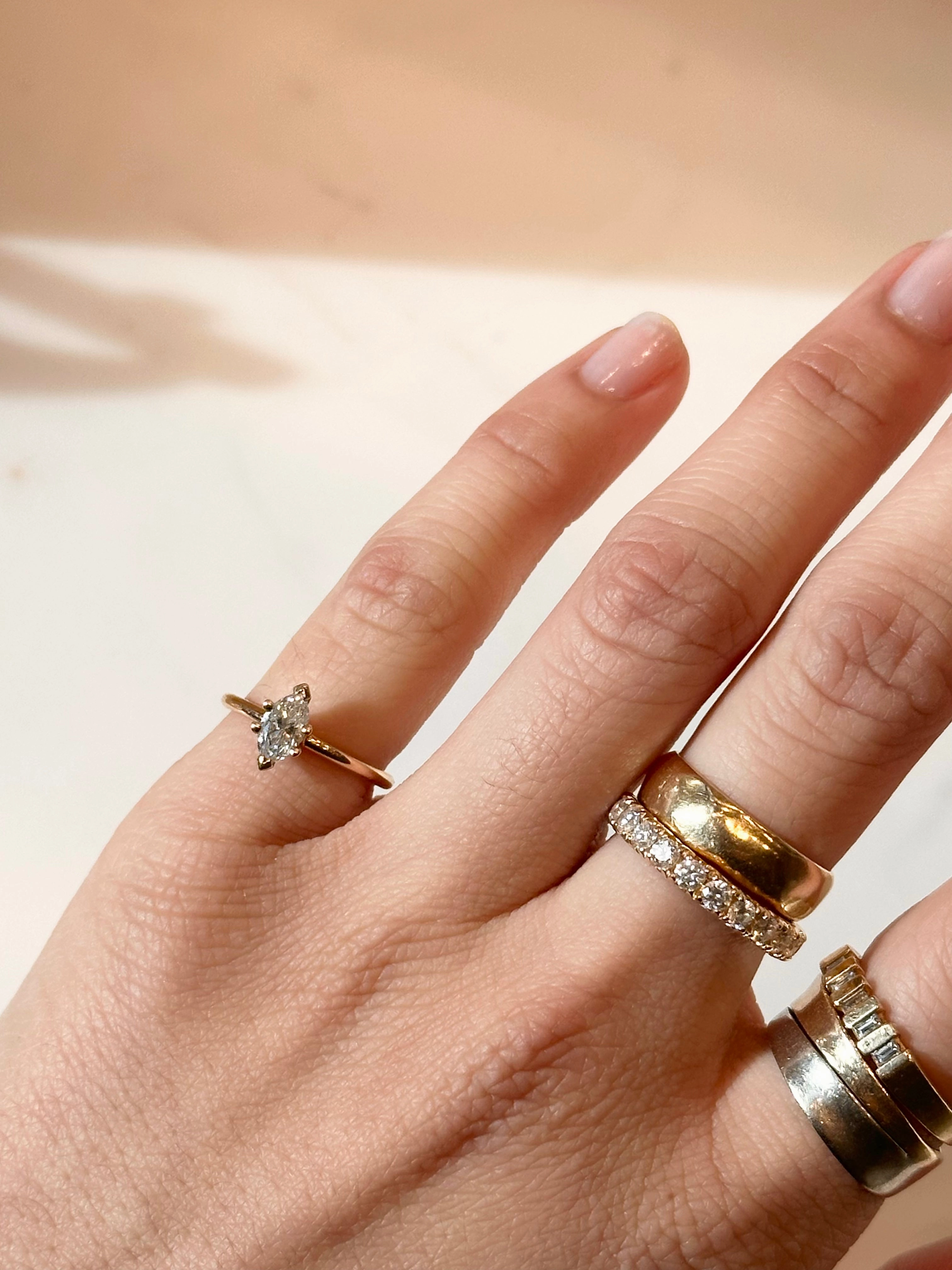 14k Gold Marquise Diamond Ring