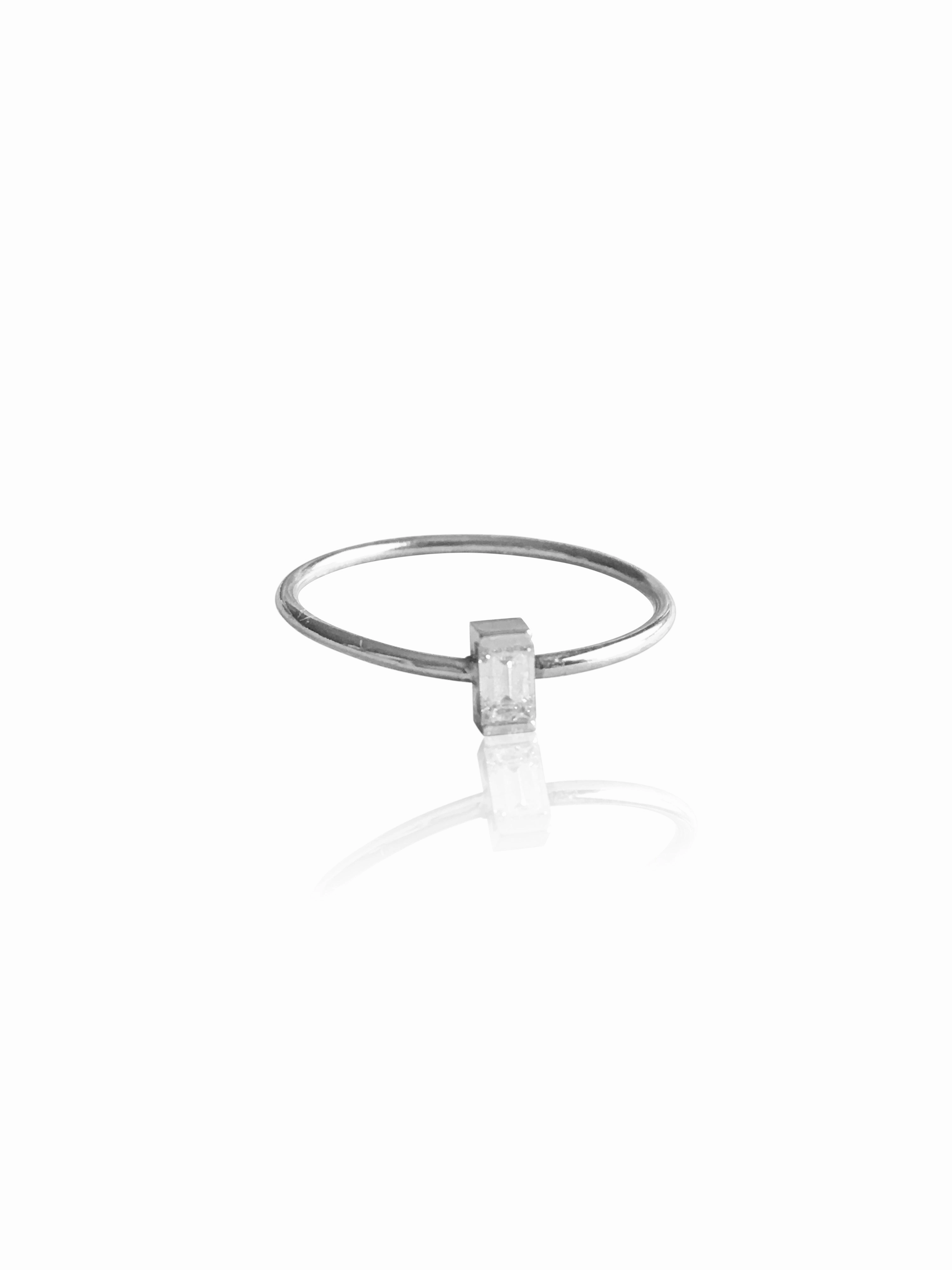 14k Gold Mini Diamond Baguette Ring