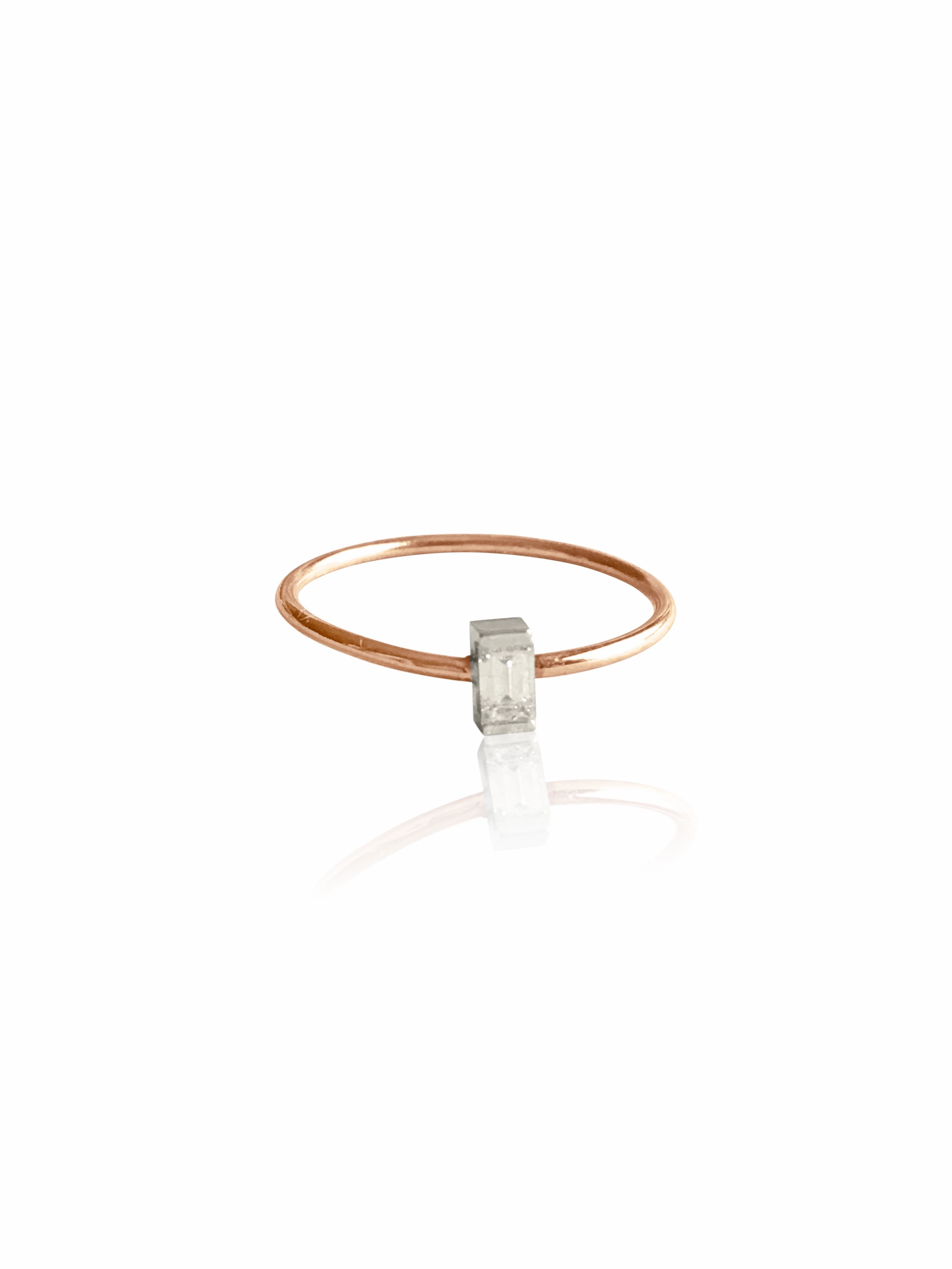 14k Gold Mini Diamond Baguette Ring