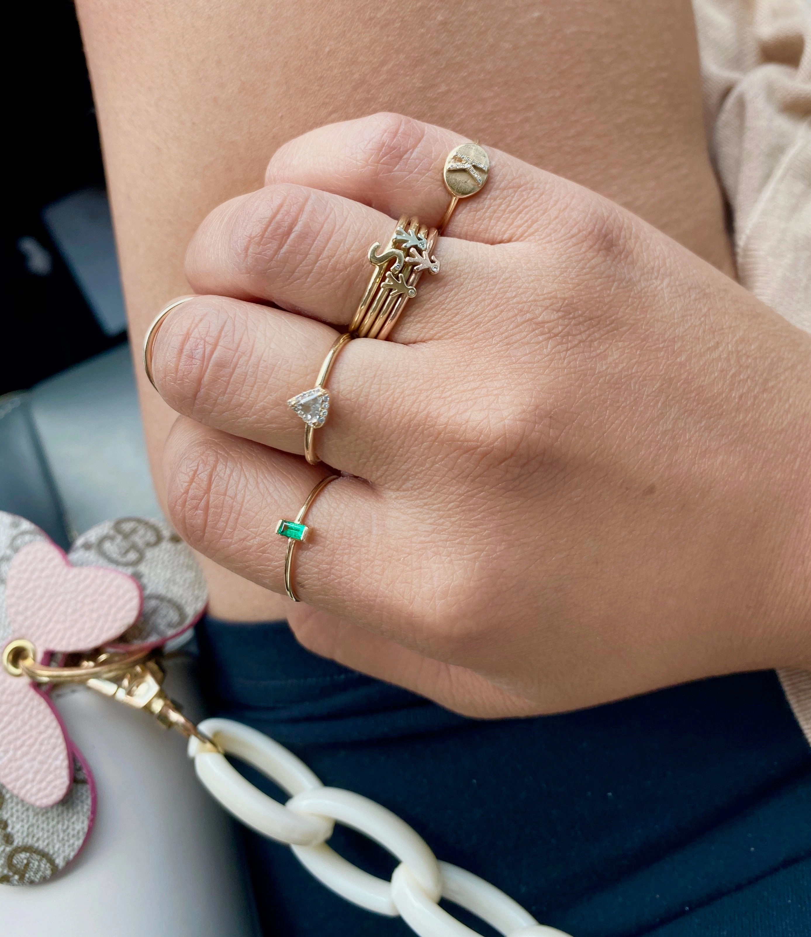 14k Gold Mini Emerald Baguette Ring