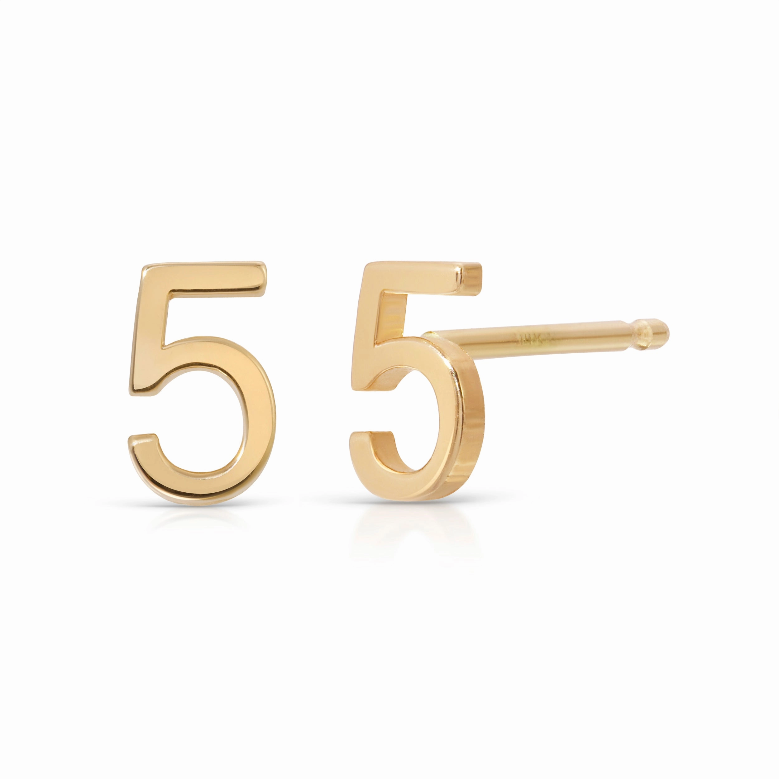 14K Gold Number Stud