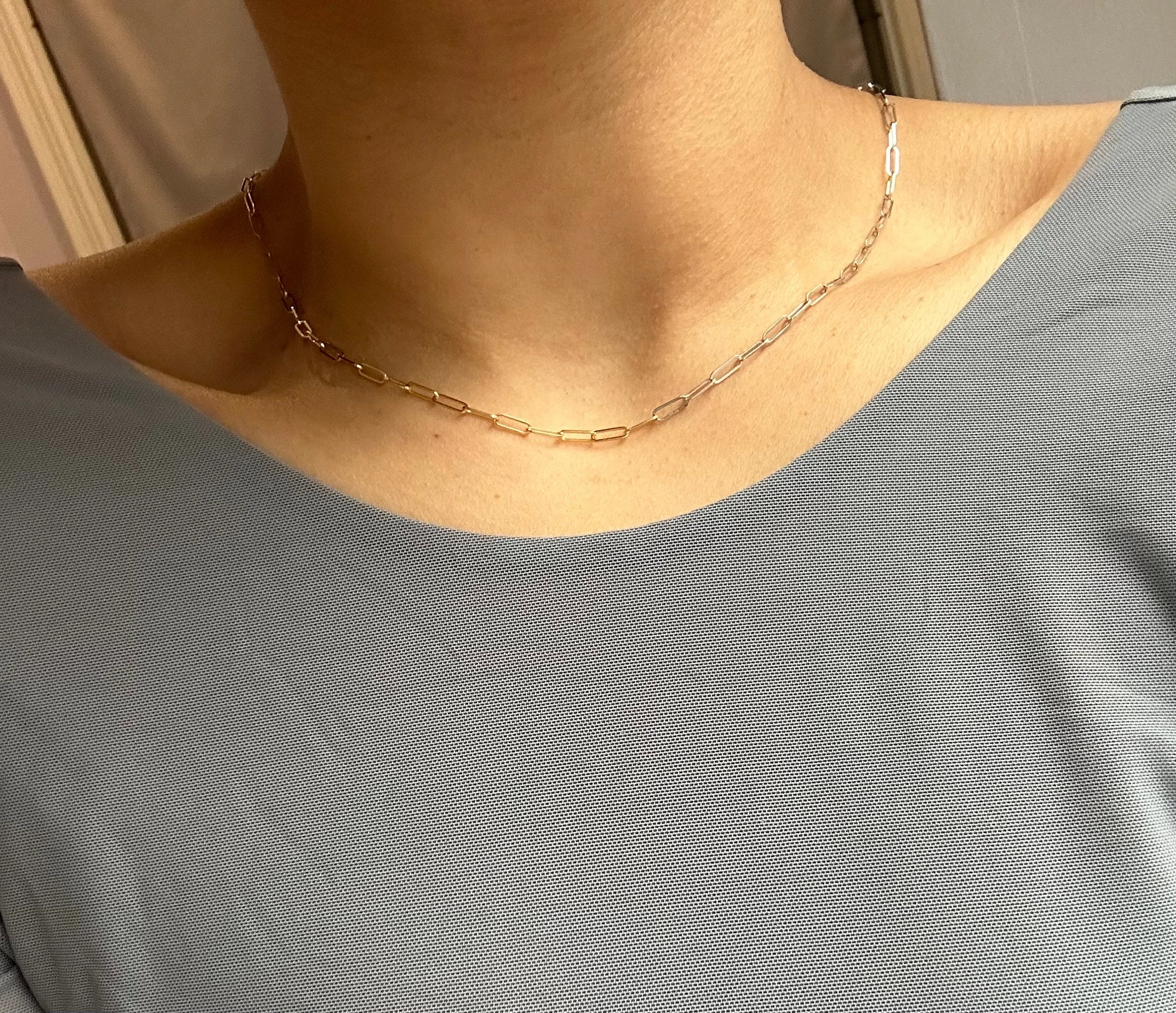 14K Gold Paper Clip Chain