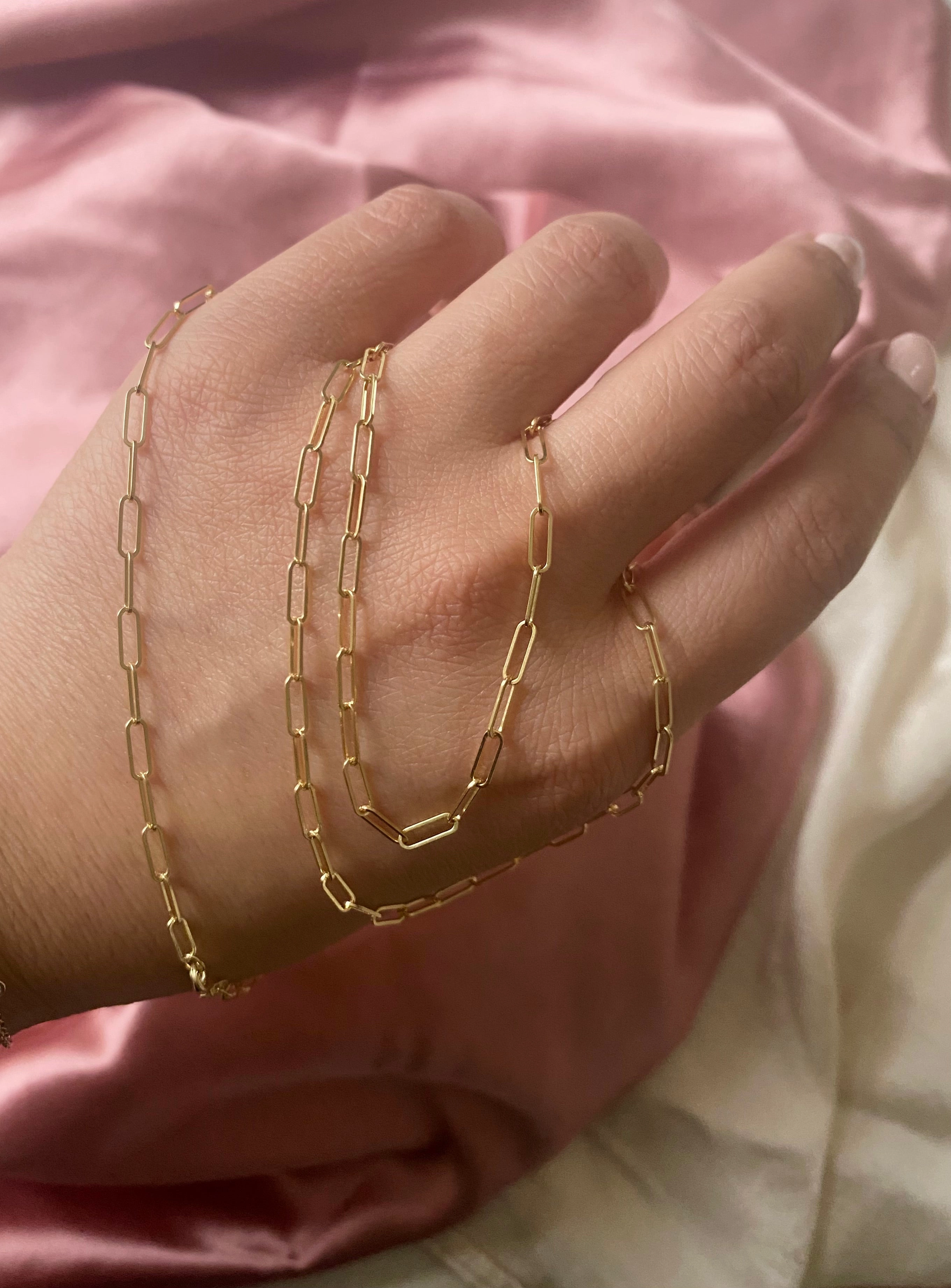 14K Gold Paper Clip Chain