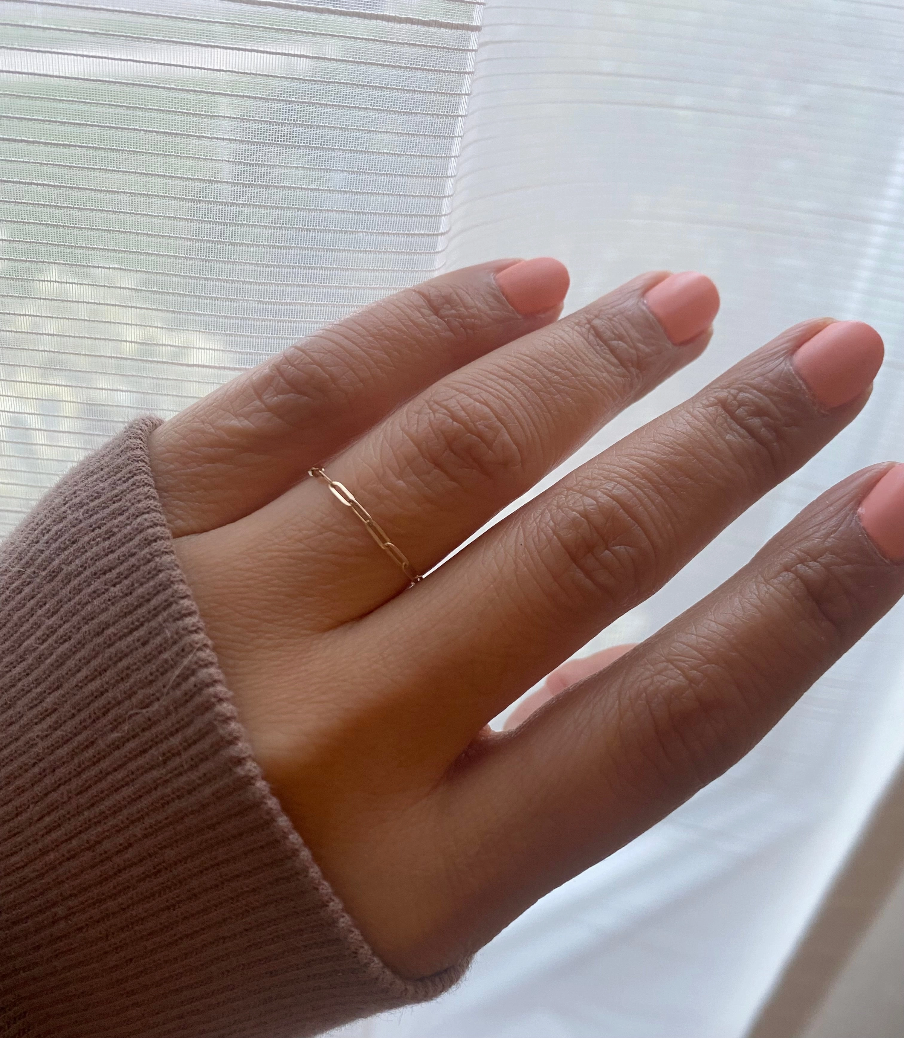 14K Gold Paper Clip Soft Chain Ring