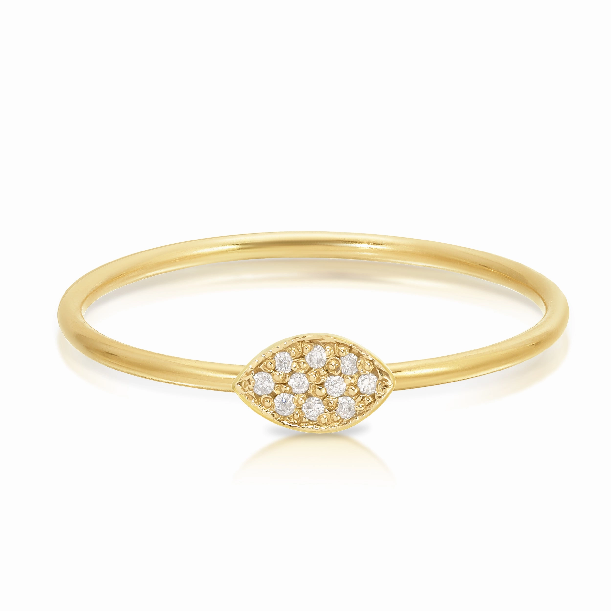 14K Gold Pav Petal Ring
