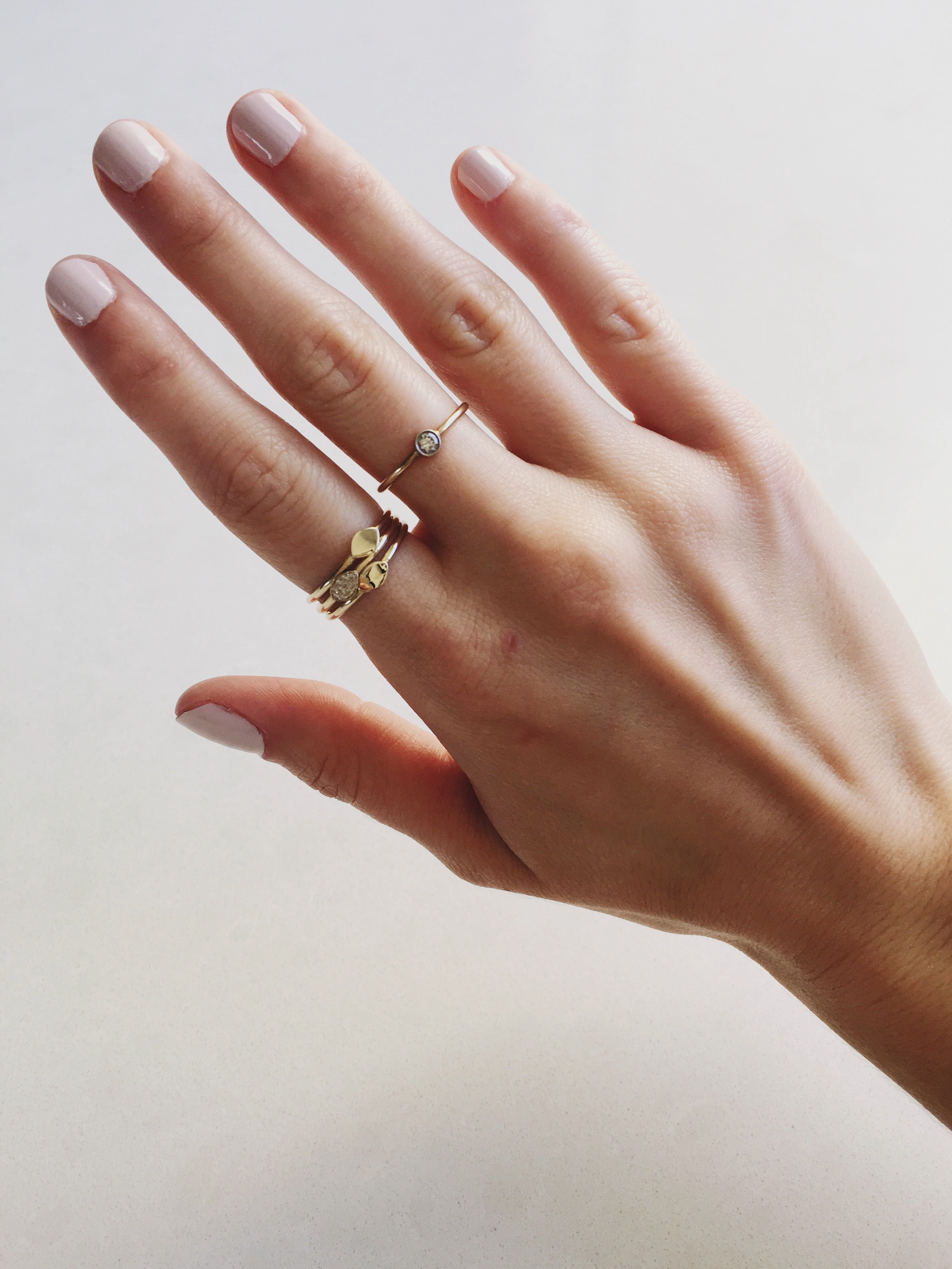 14K Gold Pav Petal Ring