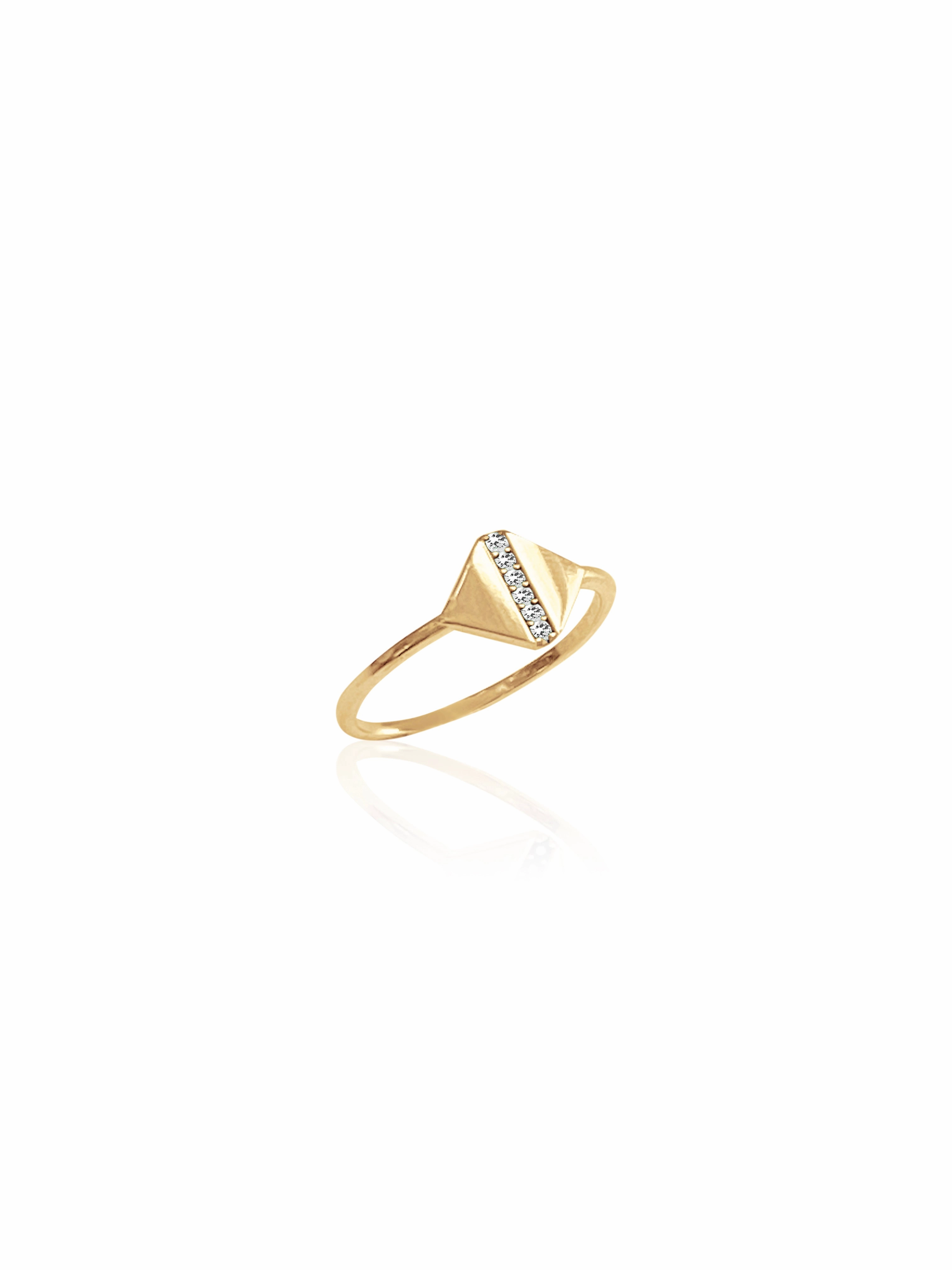 14K Gold Pave Signet Ring