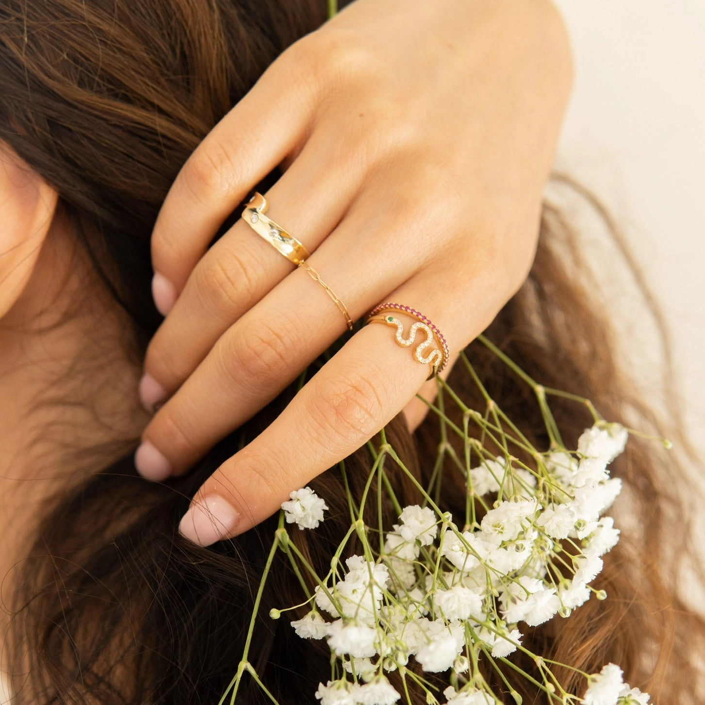 14k Gold Precious Stone Eternity Band