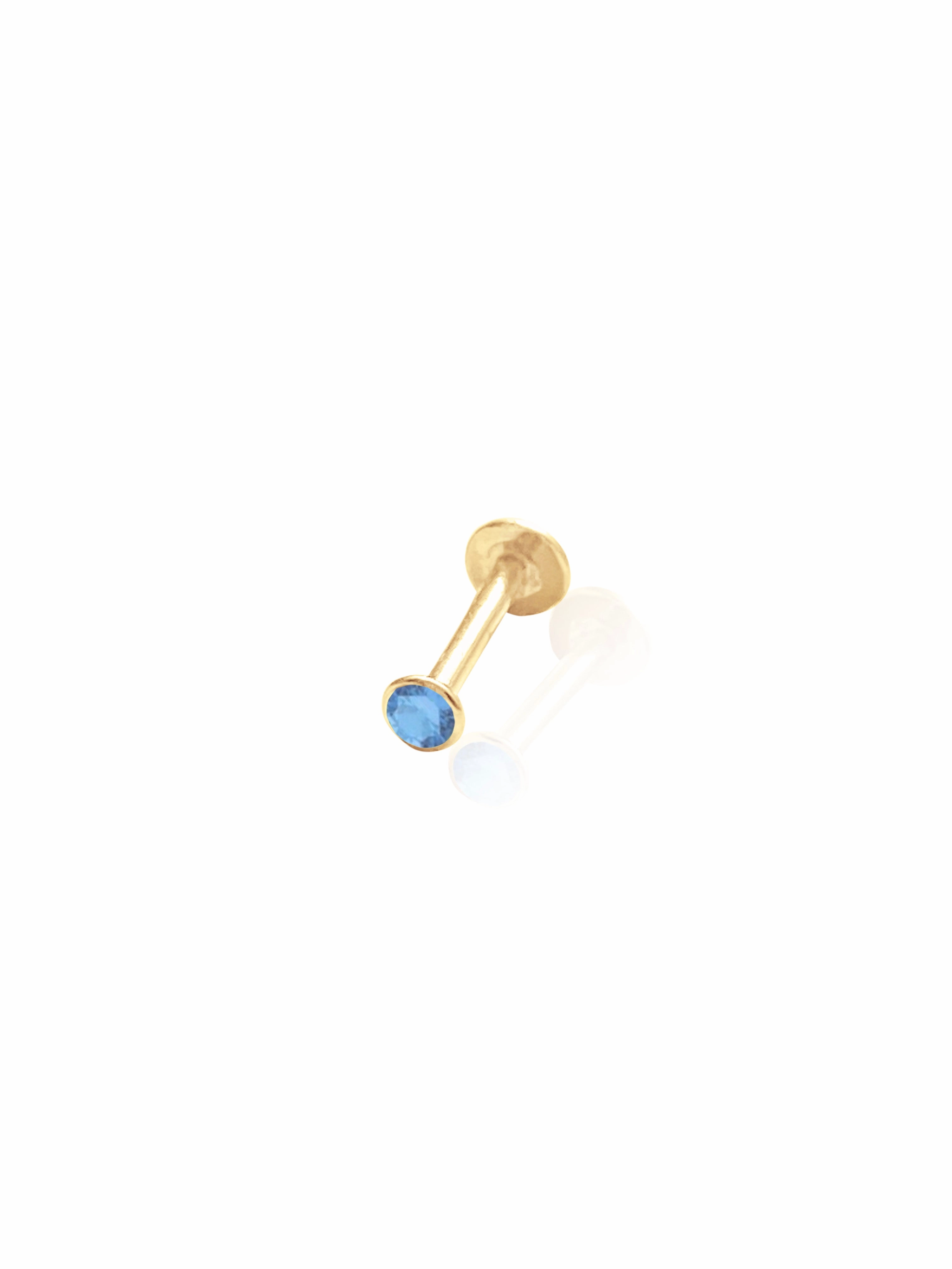 14K Gold Push Flat Back Birthstone Earring