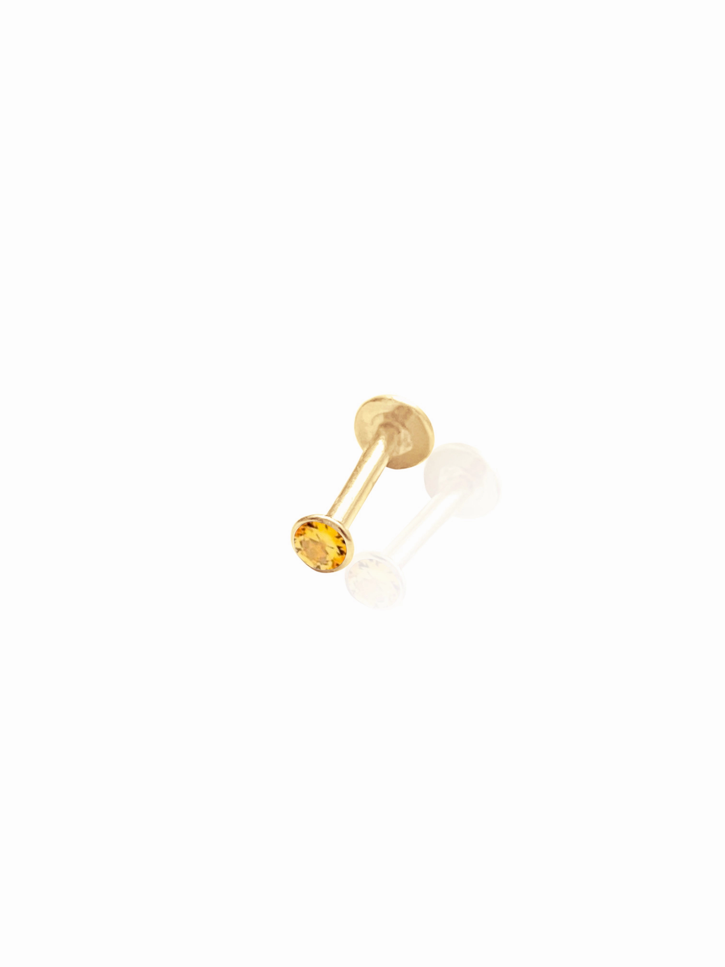 14K Gold Push Flat Back Birthstone Earring