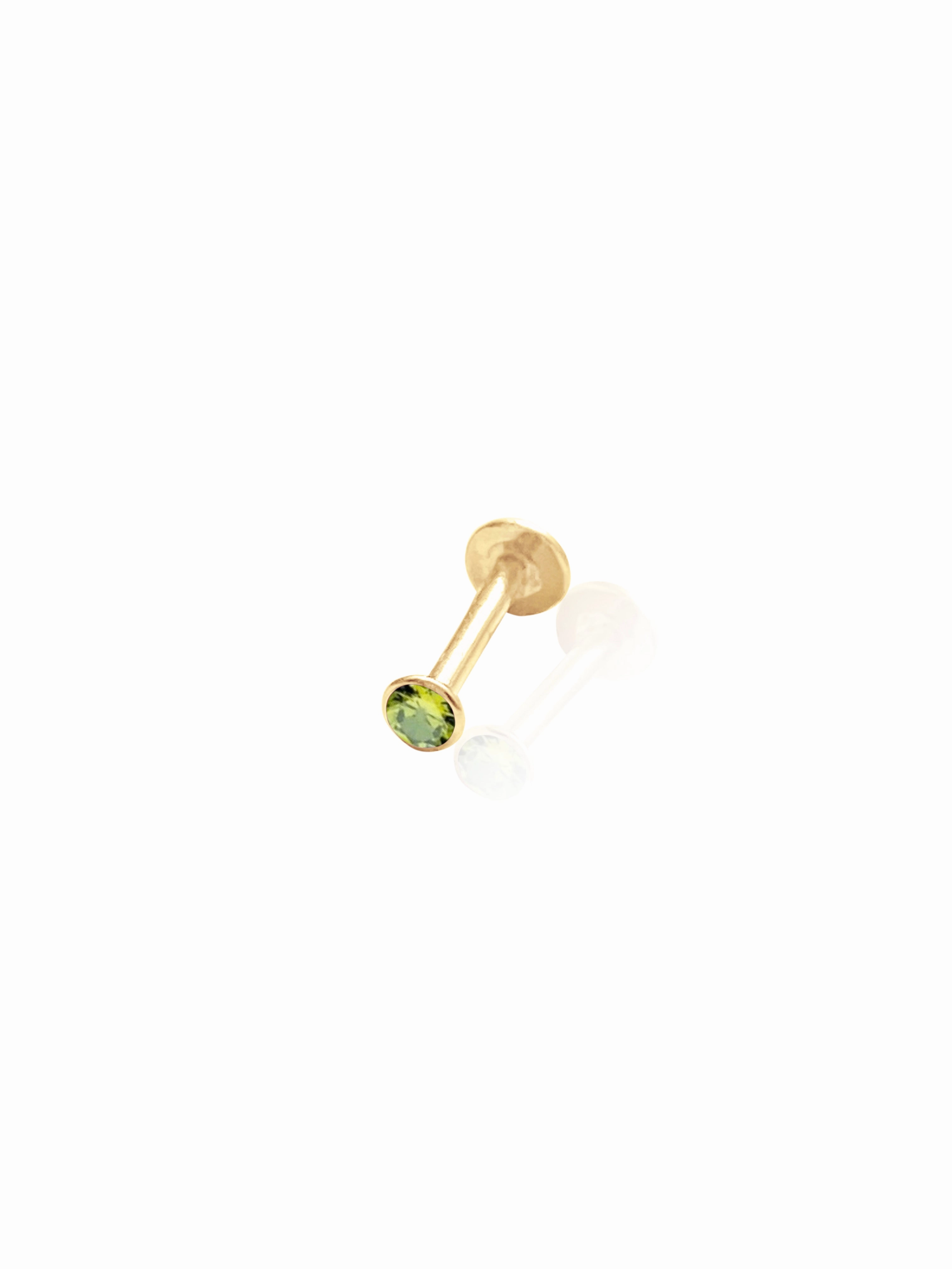 14K Gold Push Flat Back Birthstone Earring