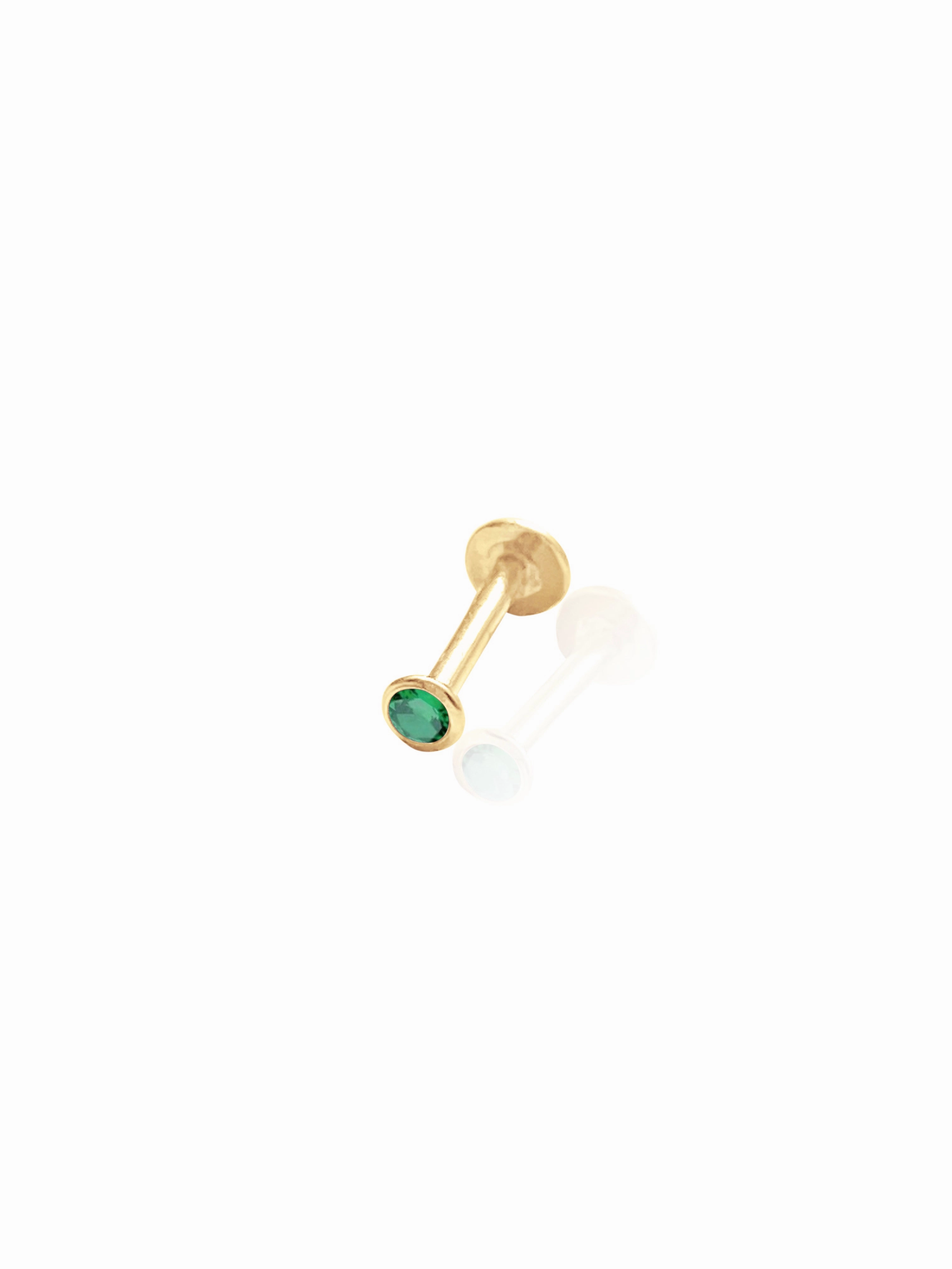 14K Gold Push Flat Back Birthstone Earring