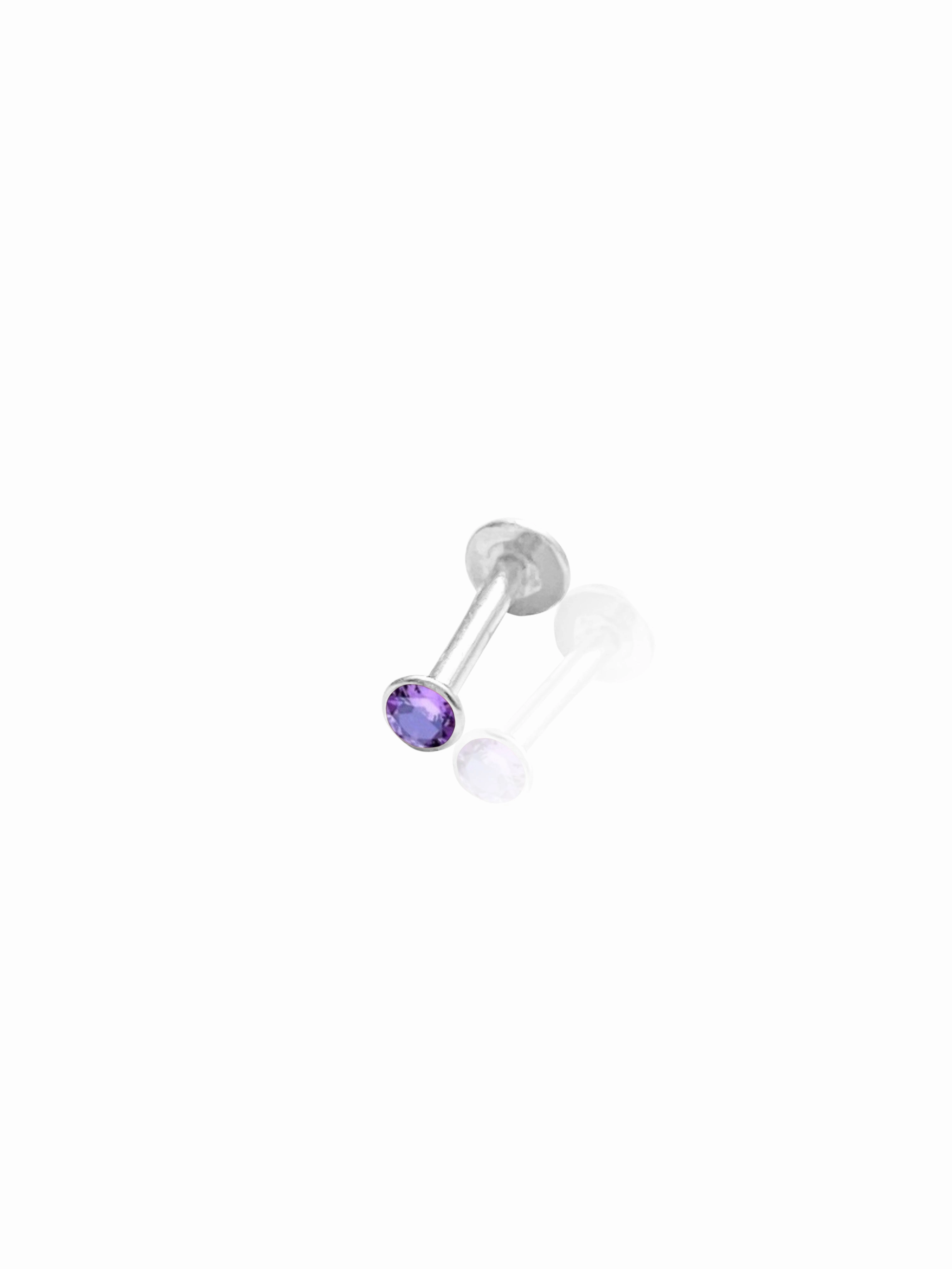 14K Gold Push Flat Back Birthstone Earring