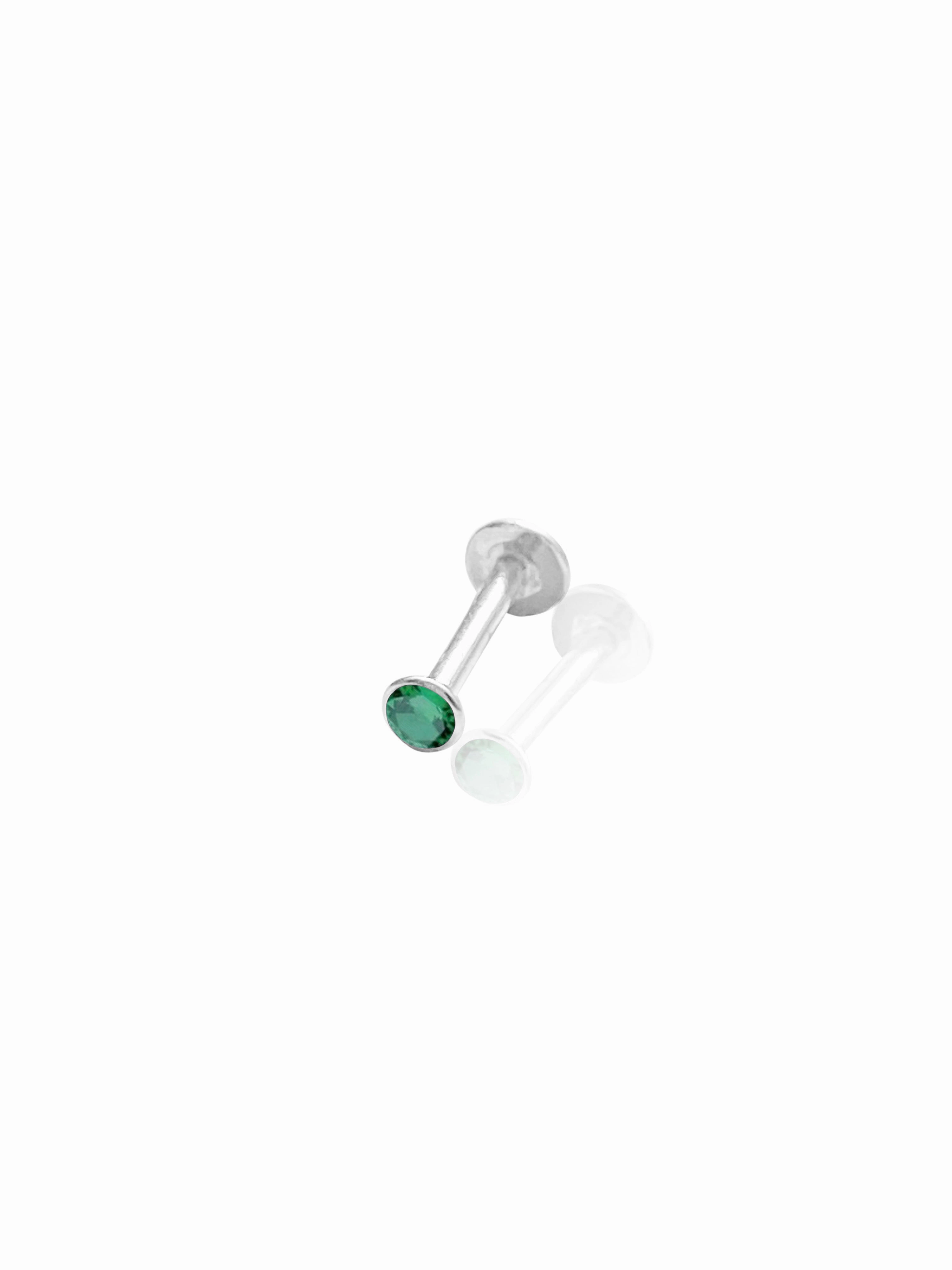 14K Gold Push Flat Back Birthstone Earring