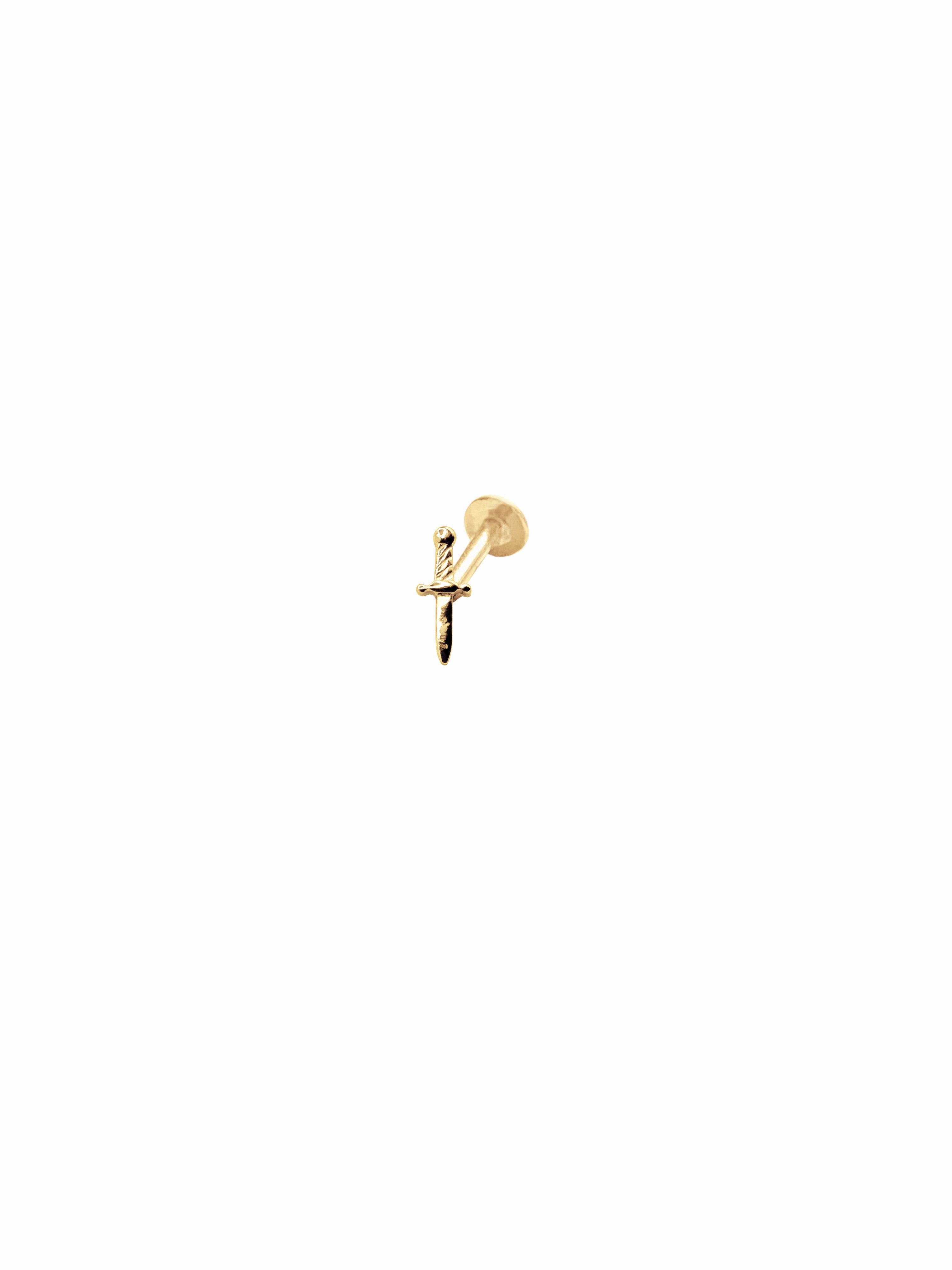 14K Gold Push Flat Back Dagger Earring
