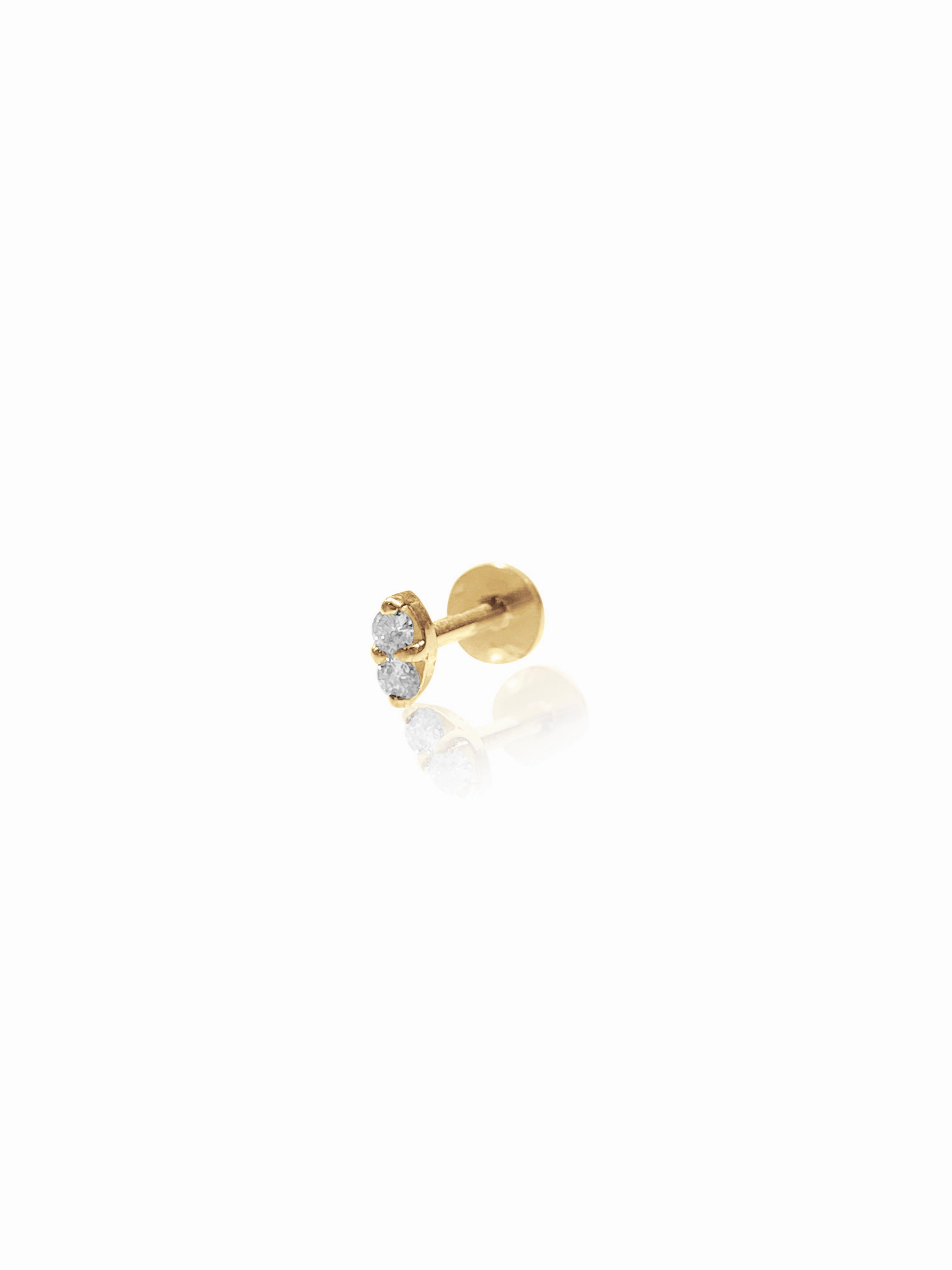 14K Gold Push Flat Back Diamond Marquis Shape Earring