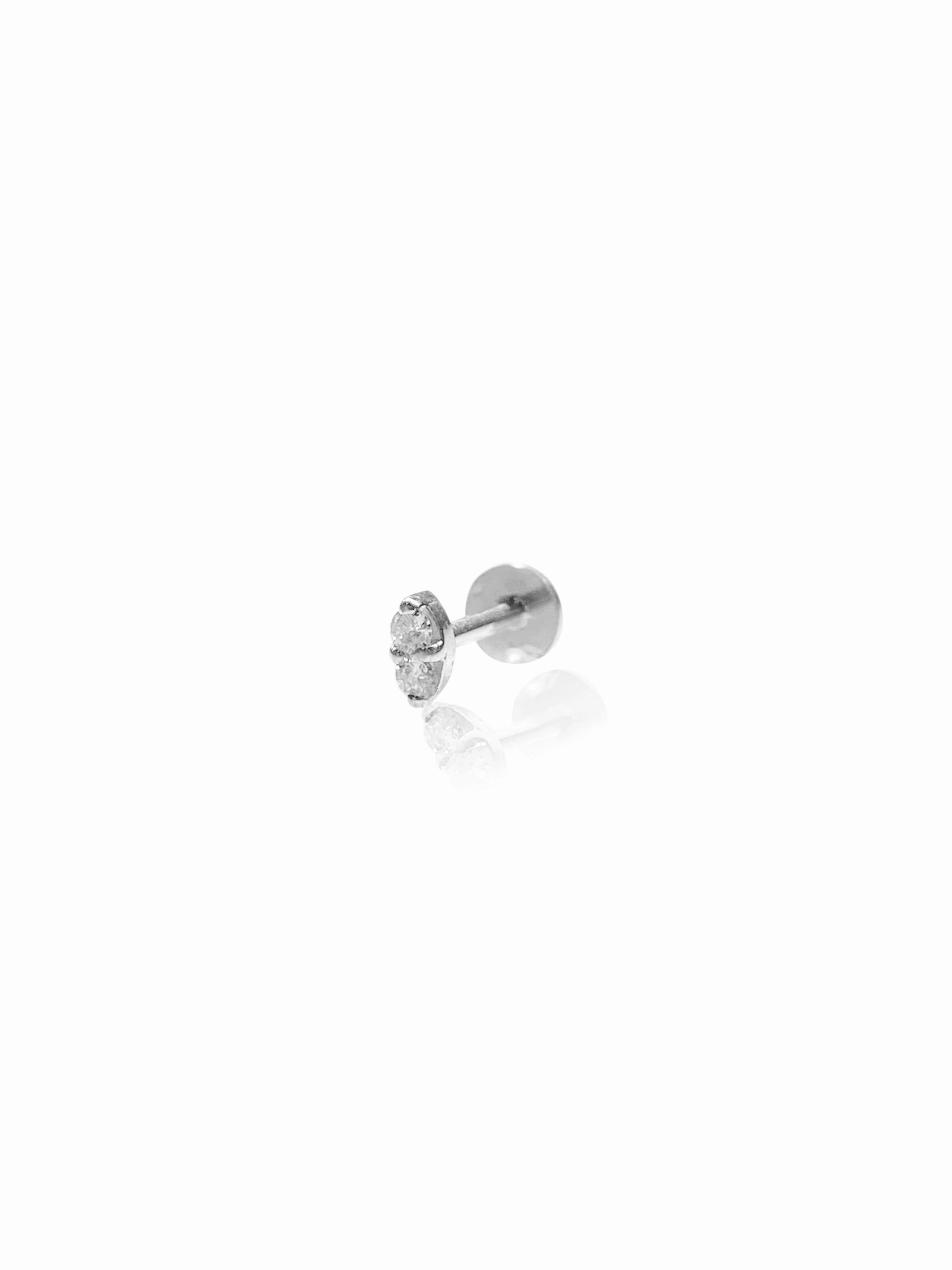 14K Gold Push Flat Back Diamond Marquis Shape Earring