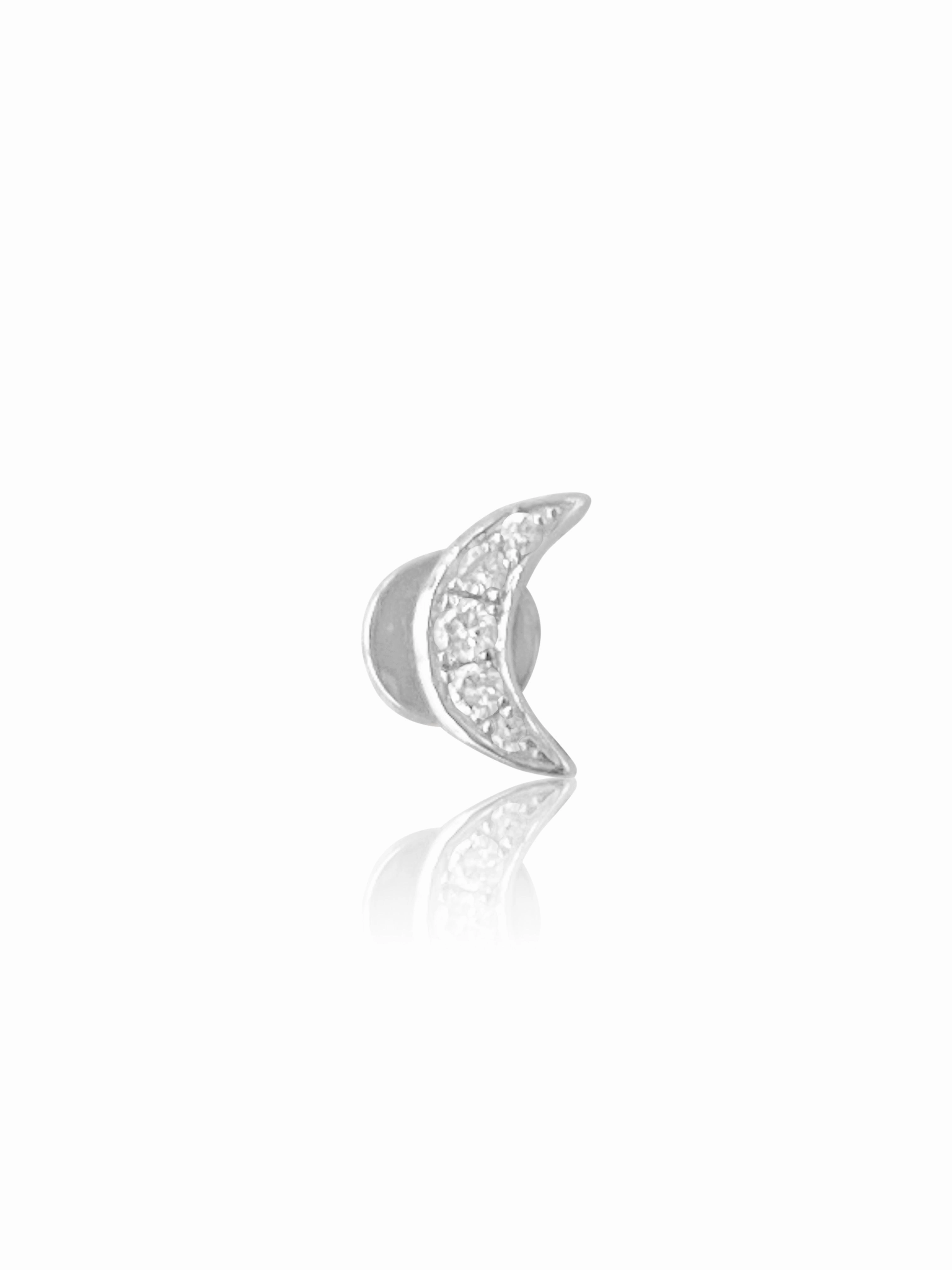 14K Gold Push Flat Back Diamond Moon/Star Earring