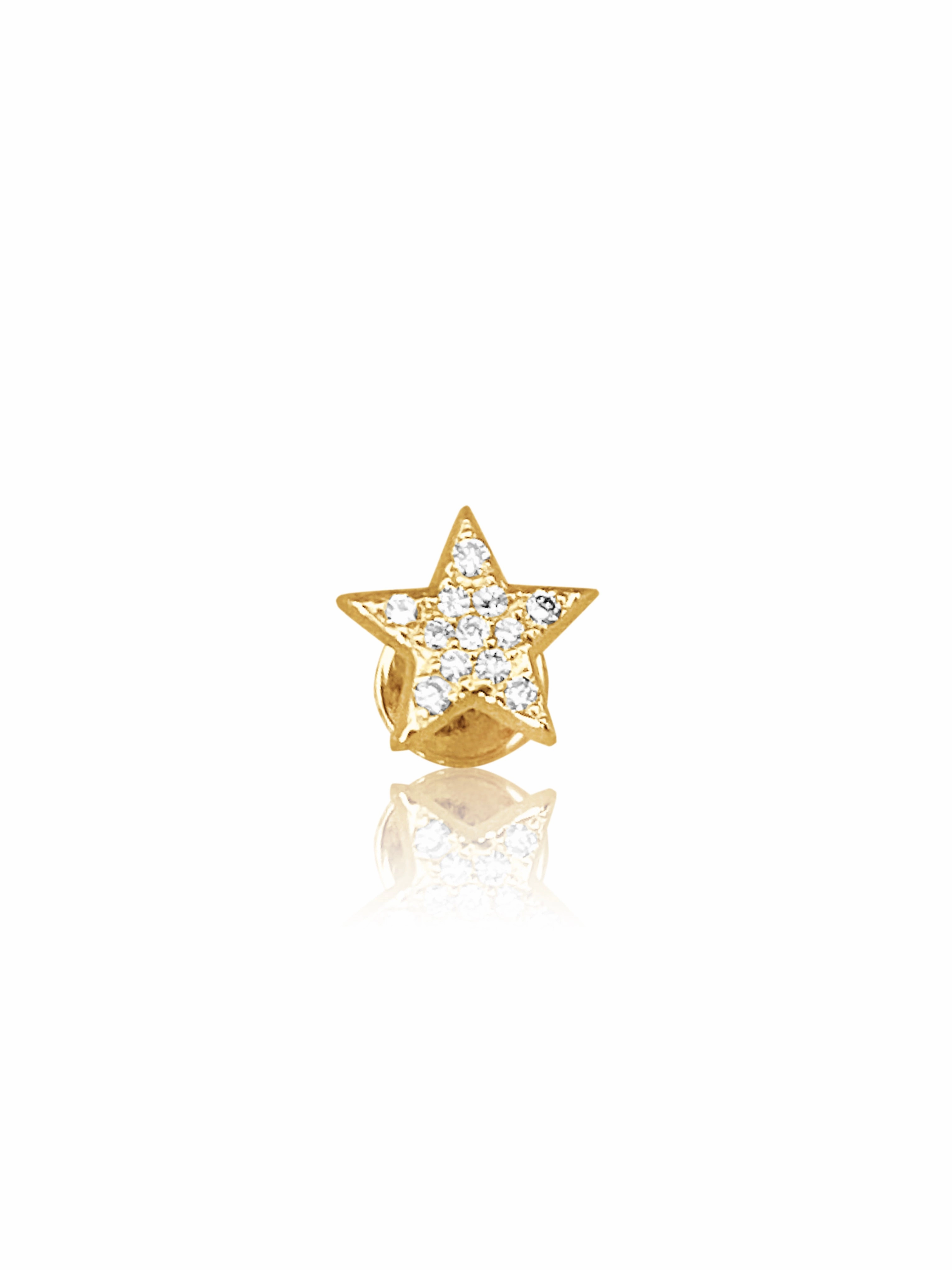 14K Gold Push Flat Back Diamond Moon/Star Earring