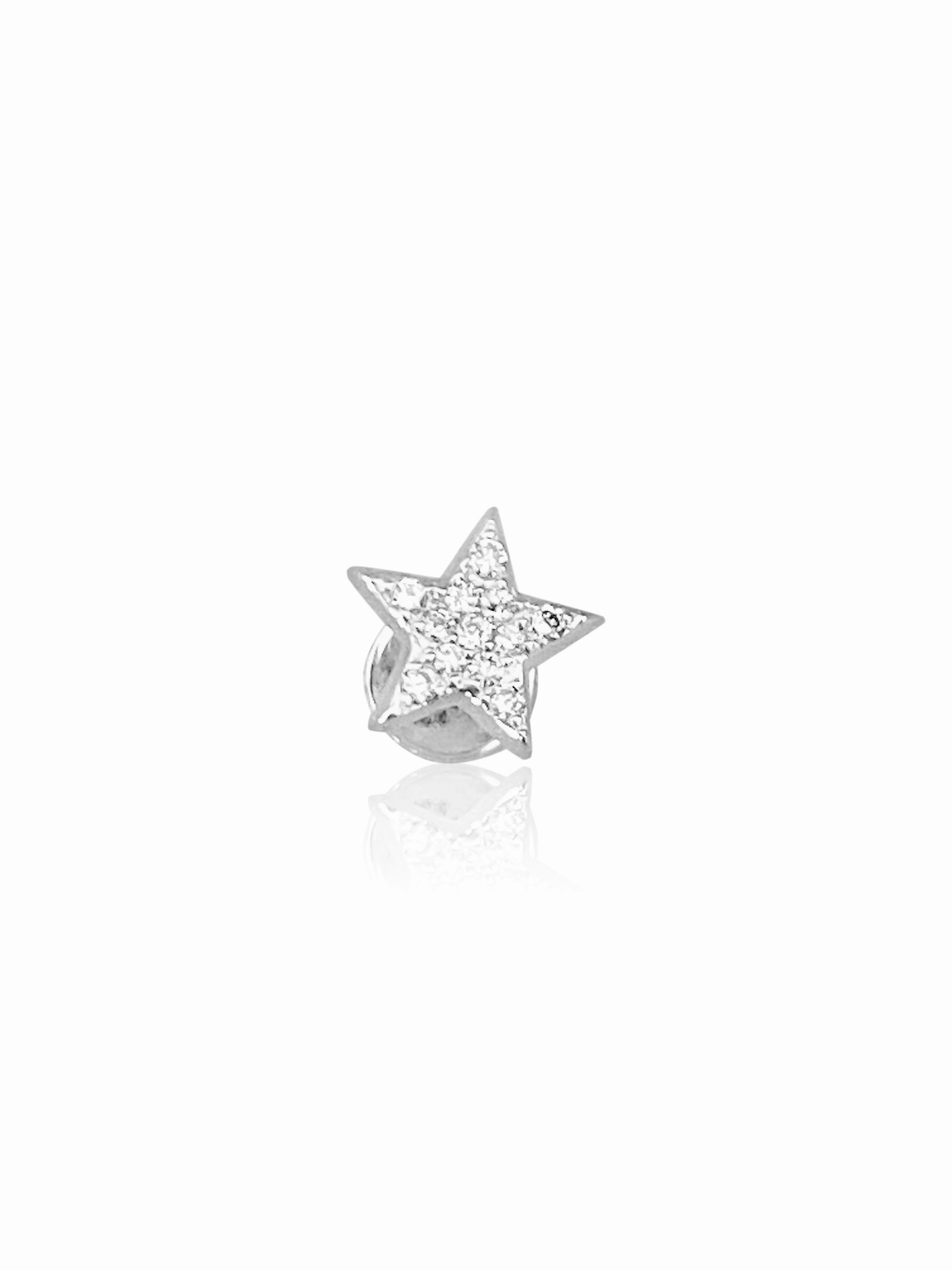 14K Gold Push Flat Back Diamond Moon/Star Earring