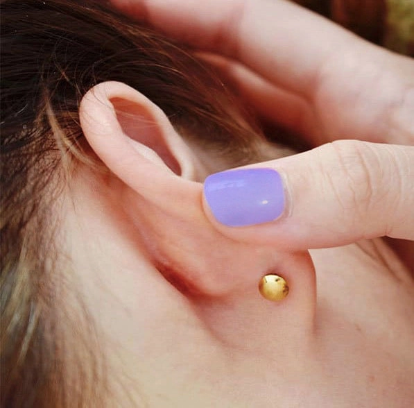 14K Gold Push Flat Back Diamond Moon/Star Earring