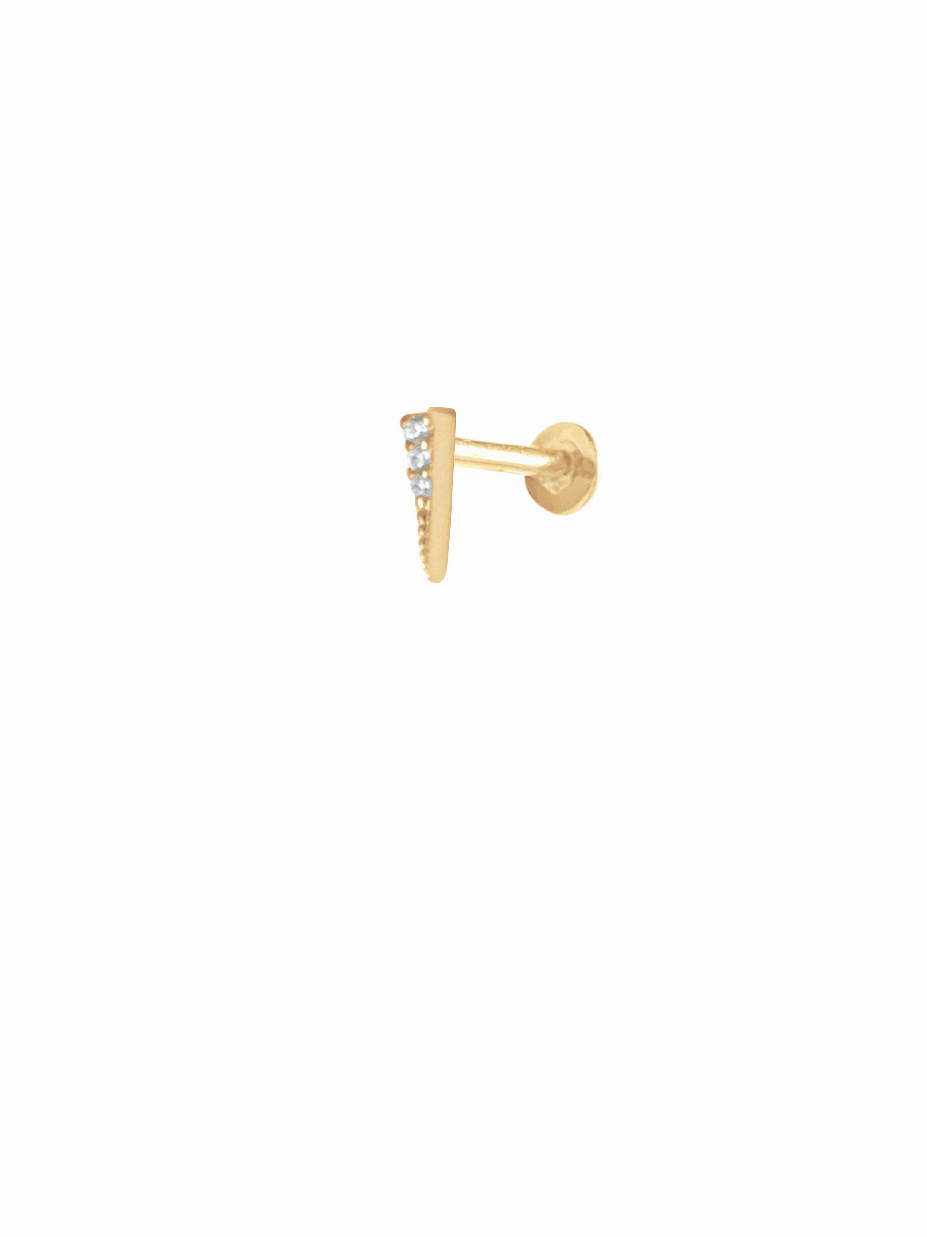 14K Gold Push Flat Back Diamond spike Earring