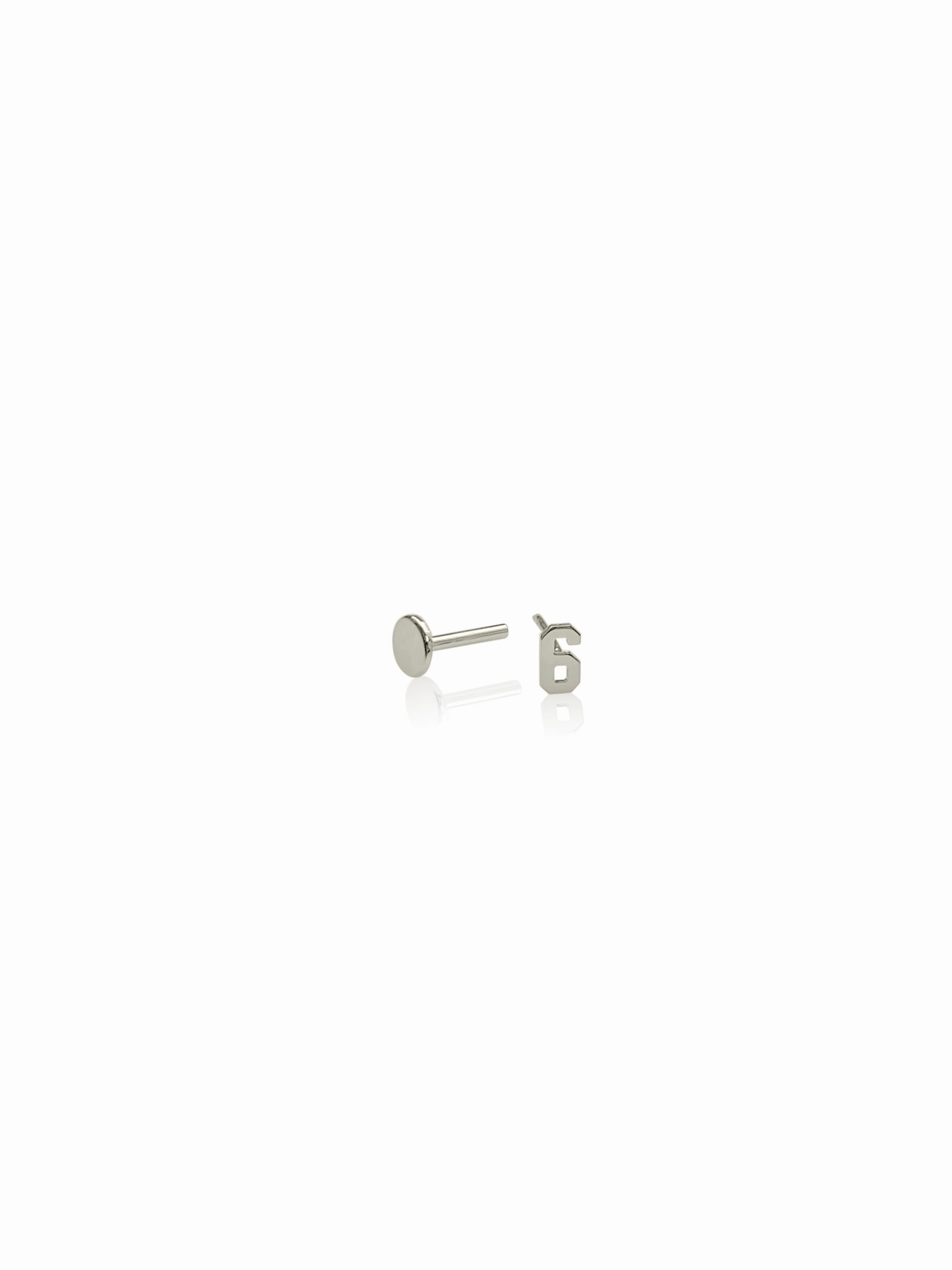 14K Gold Push Flat Back Mini Number Earring